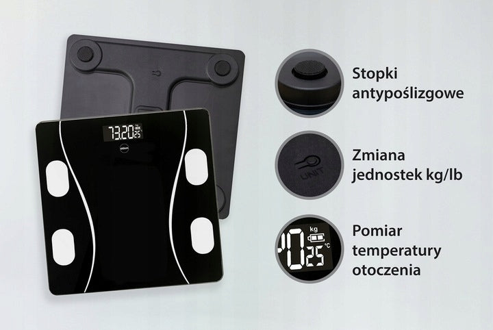 BATHROOM SCALE ANALYTICAL BMI ELECTRONIC BLUETOOTH BLACK UP TO 180kg EAN (GTIN) 5908277387020