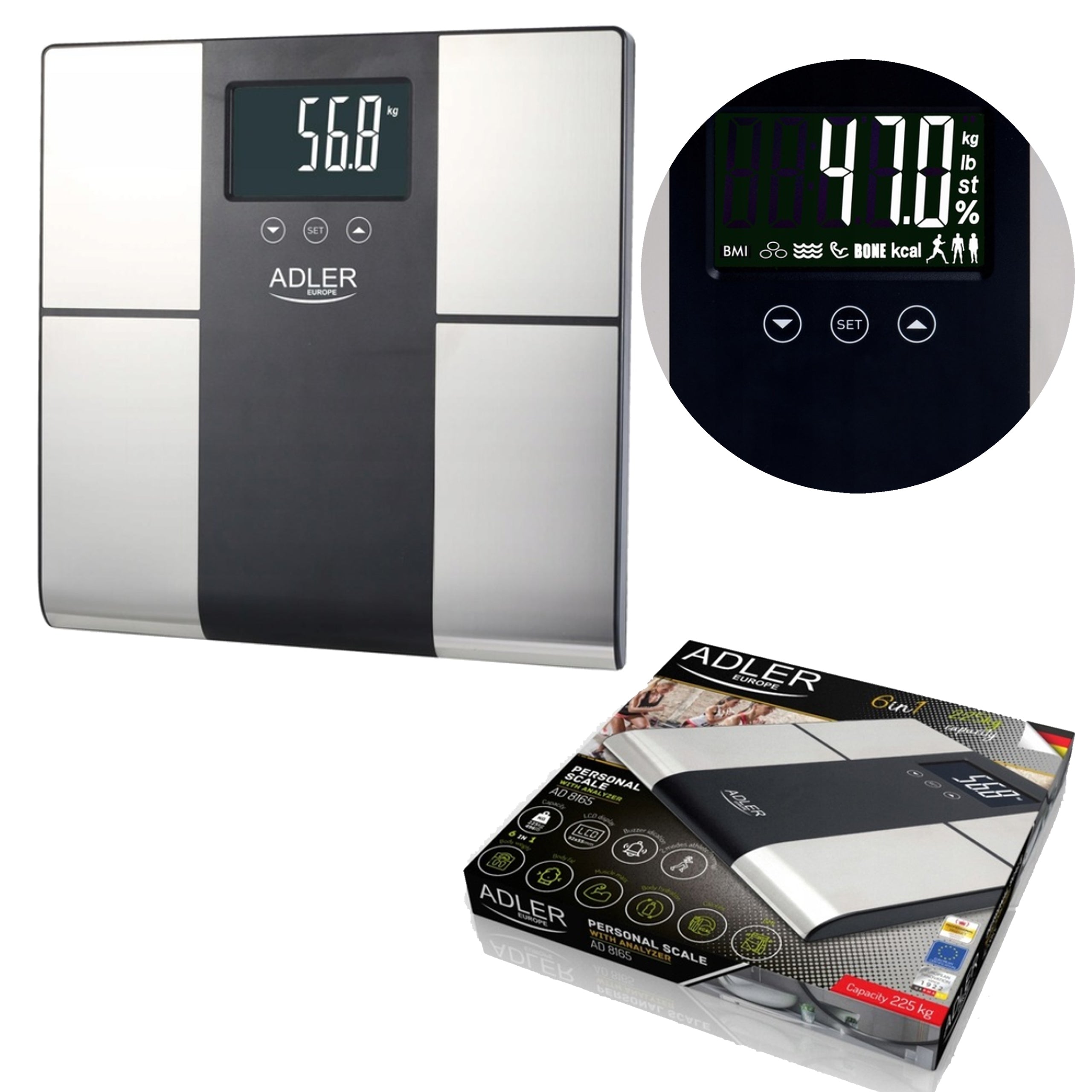 BATHROOM SCALE ANALYTICAL ELECTRONIC ACCURATE FAT MEASUREMENT 225 KG