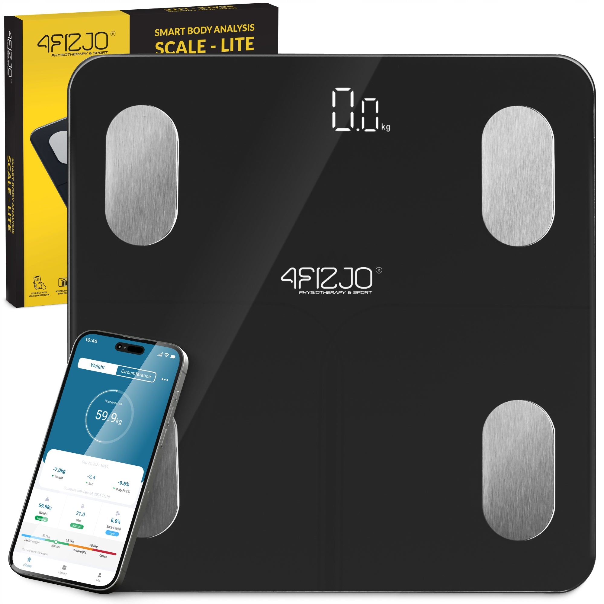 BATHROOM SCALE ANALYTICAL ELECTRONIC BLUETOOTH GLASS BMI SMART LITE