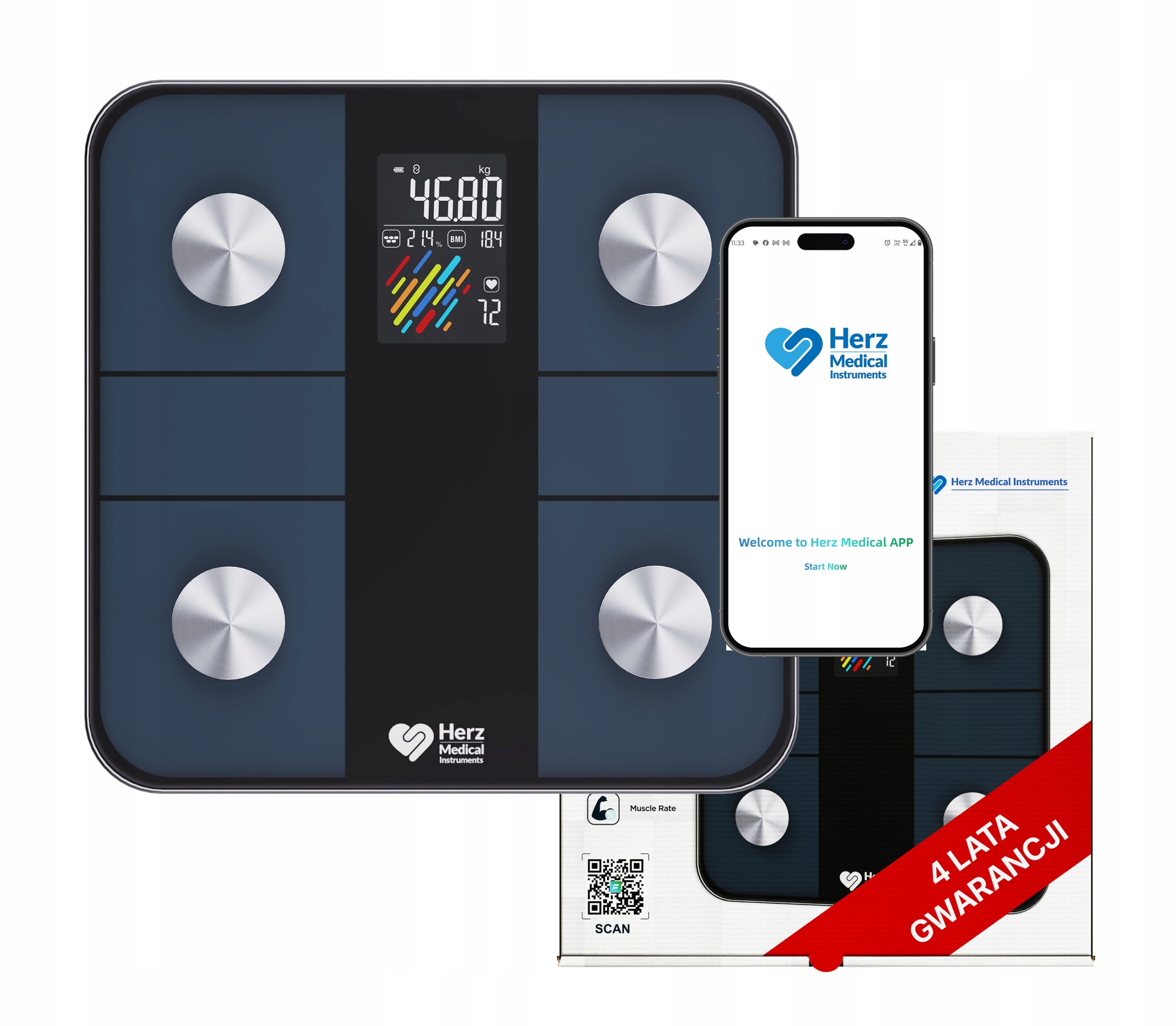 BATHROOM SCALE ANALYTICAL ELECTRONIC BMI FAT HEART RATE APPLICATION PL