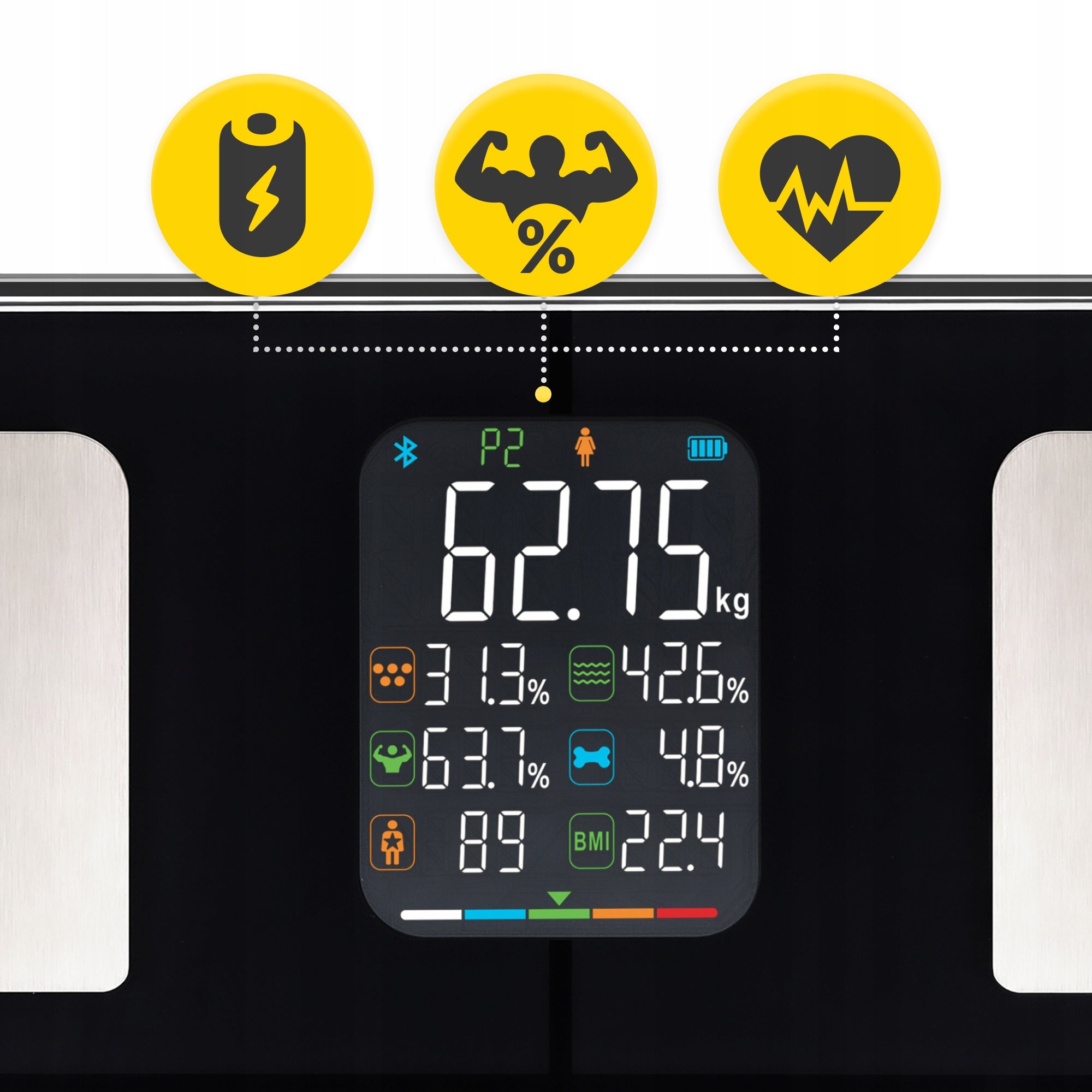 BATHROOM SCALE ANALYTICAL ELECTRONIC FAT MEASUREMENT BMI GLASS EVO Manufacturer code Waga analityczna EVO SCALE04