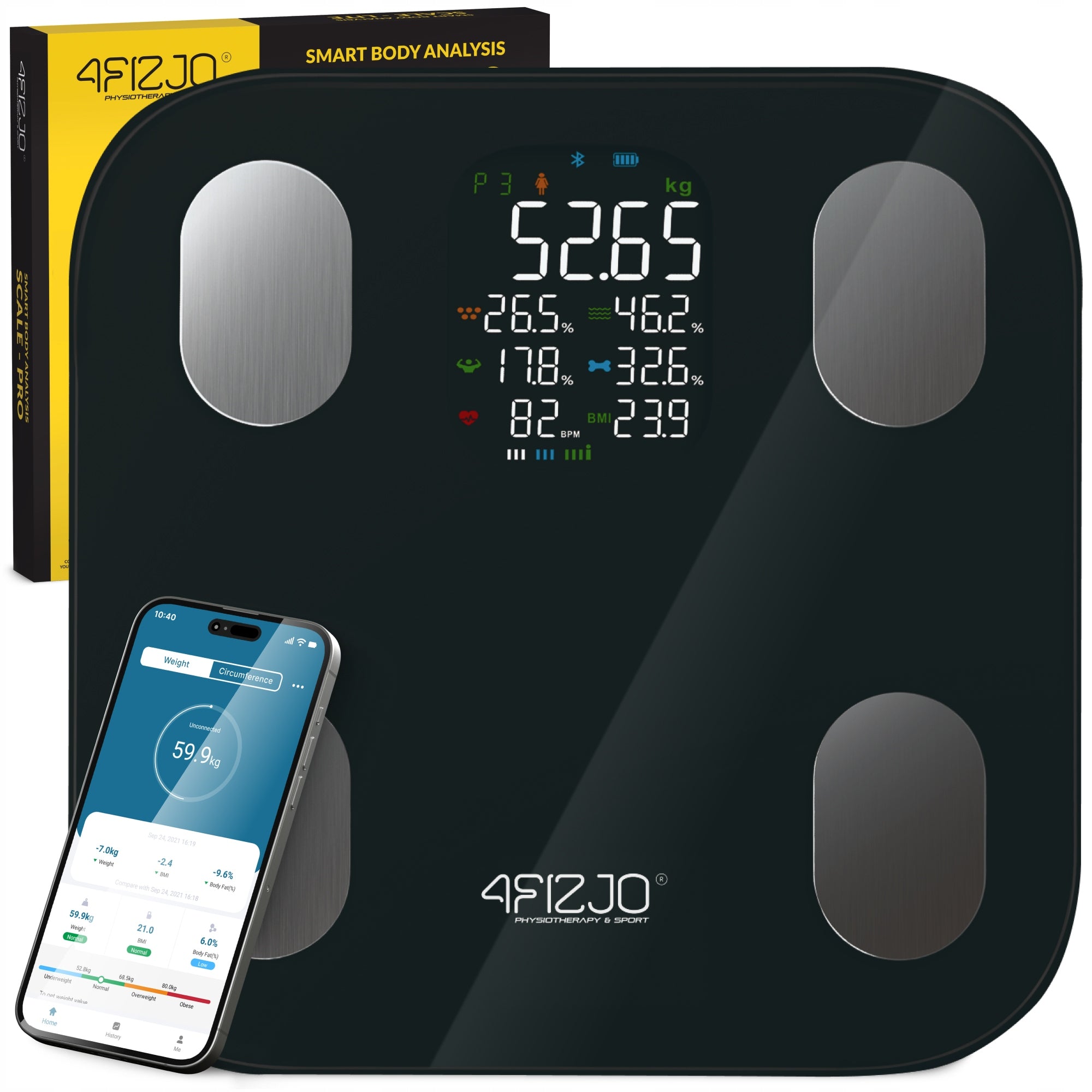 BATHROOM SCALE ANALYTICAL ELECTRONIC FAT MEASUREMENT BMI GLASS PRO