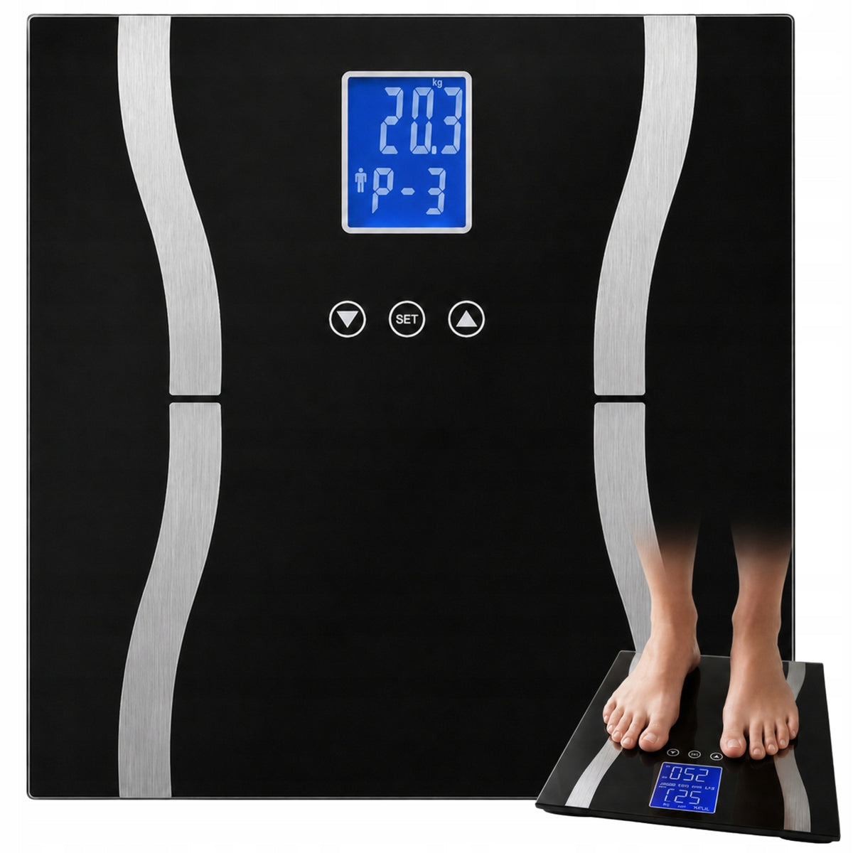 BATHROOM SCALE ANALYTICAL ELECTRONIC GLASS WITH LCD DISPLAY 180kg