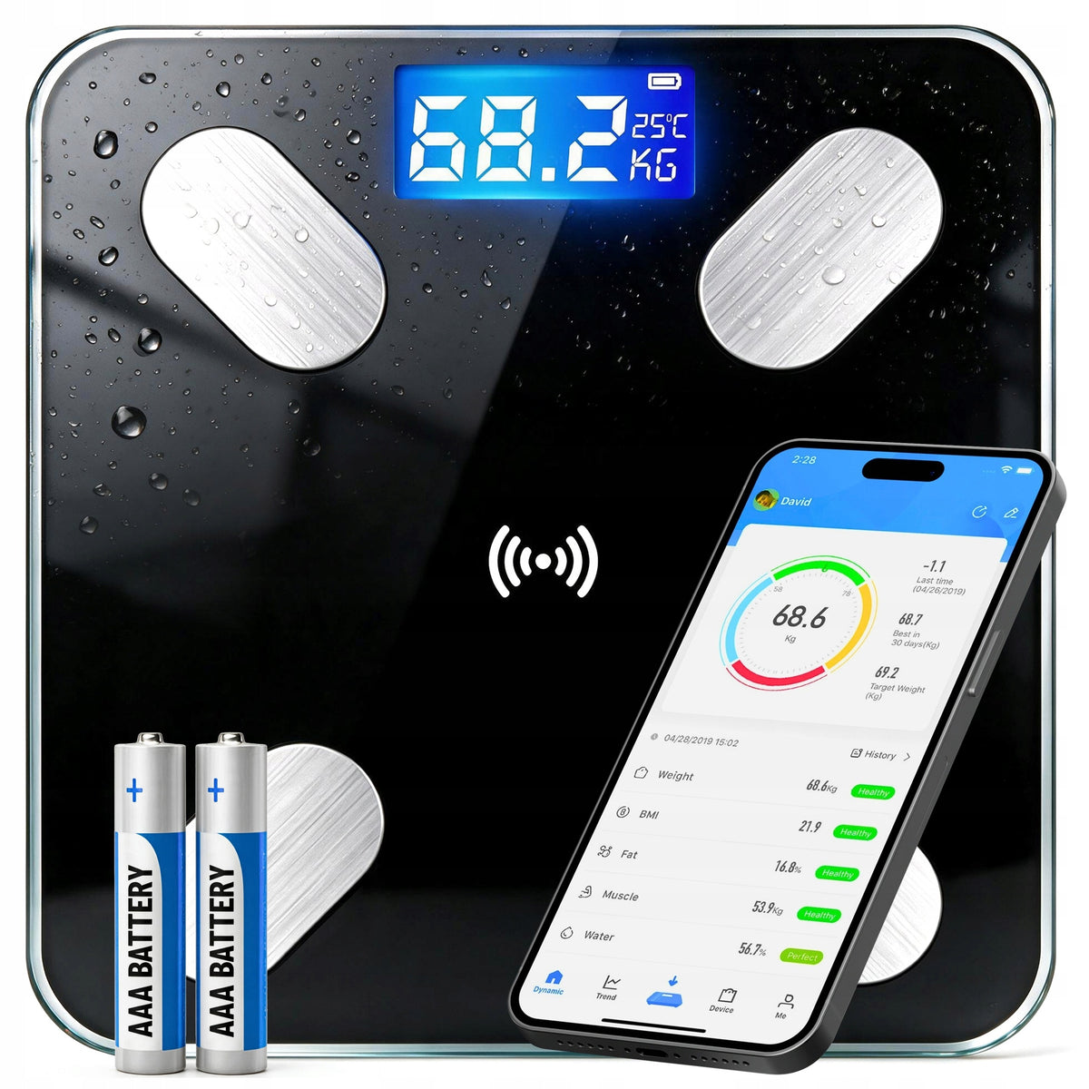 BATHROOM SCALE ANALYTICAL ELECTRONIC SMART+ APPLICATION in Polish 25in1