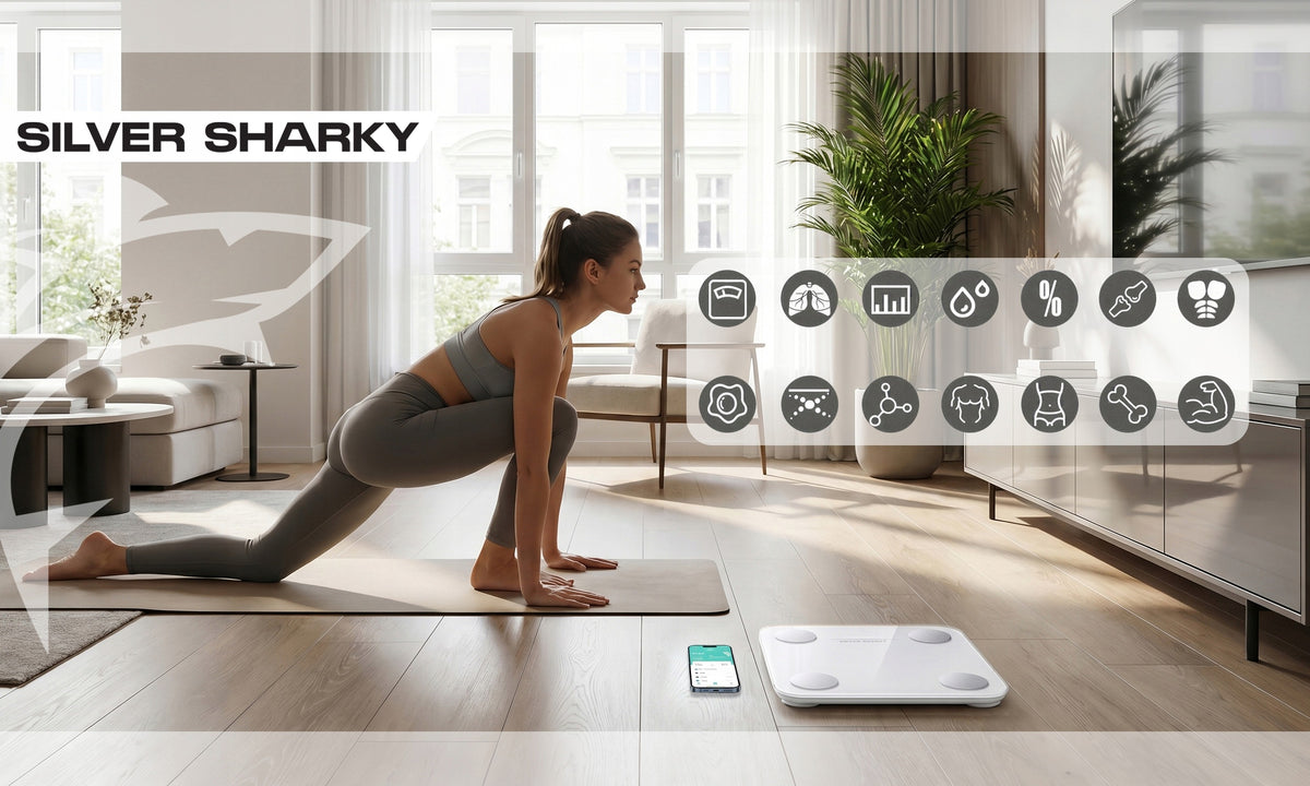 BATHROOM SCALE ANALYTICAL ELECTRONIC SMART+ APPLICATION in Polish BMI Manufacturer code WGTP4