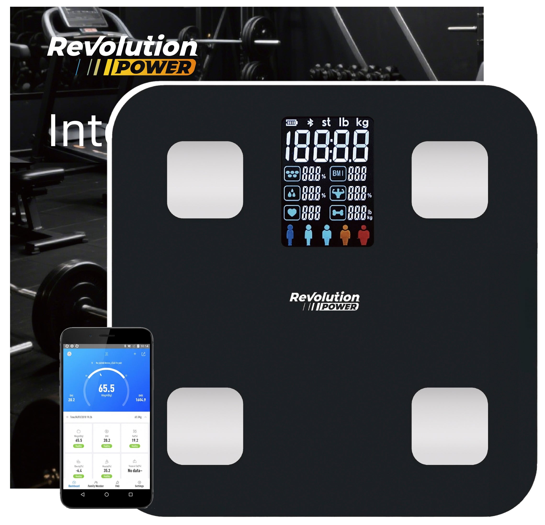 BATHROOM SCALE ANALYTICAL ELETRONIC - APPLICATION in Polish SLIM BLACK Brand Revolution POWER