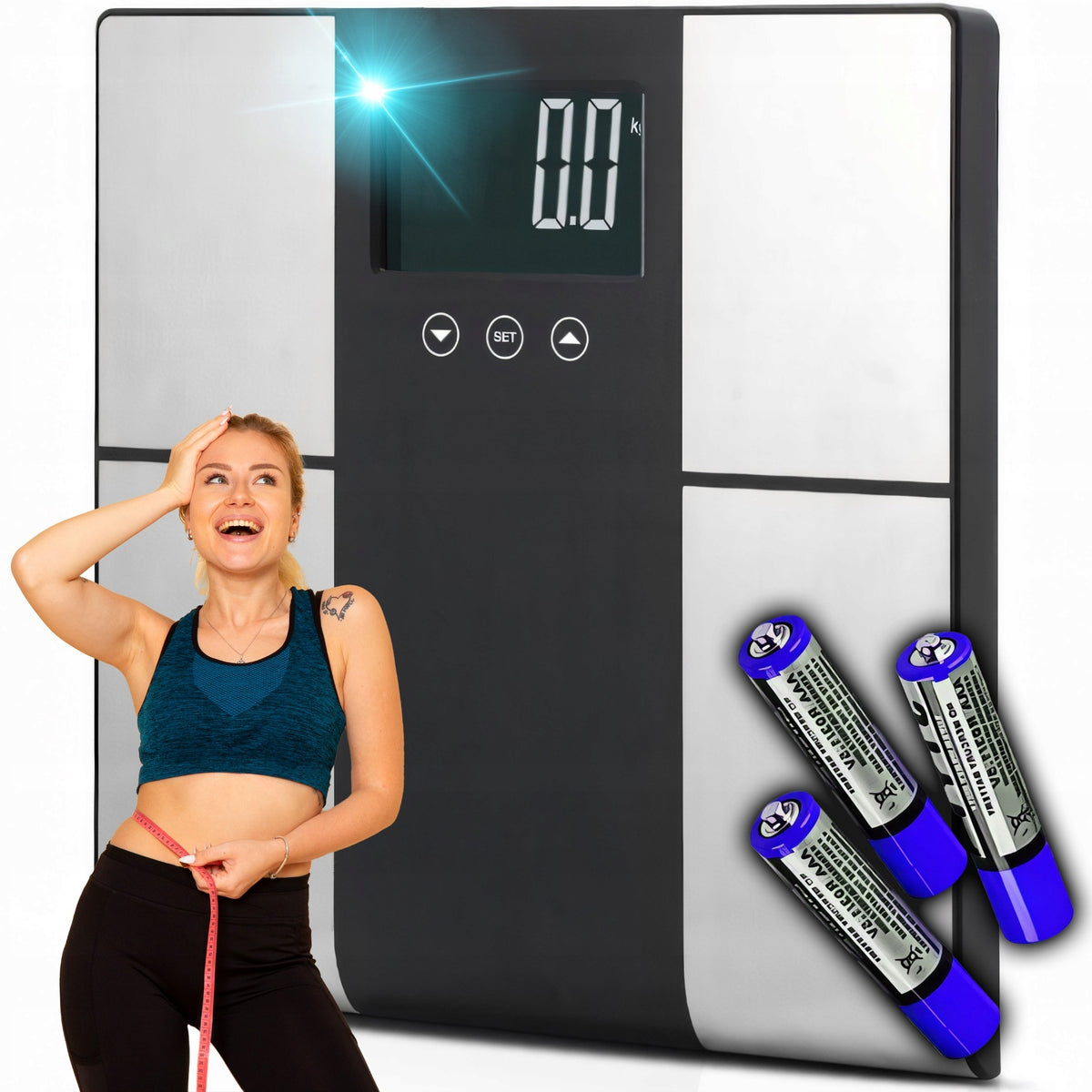 BATHROOM SCALE ANALYTICAL SENSOR SCREEN MUSCLE WATER FAT MEASUREMENT 5IN1