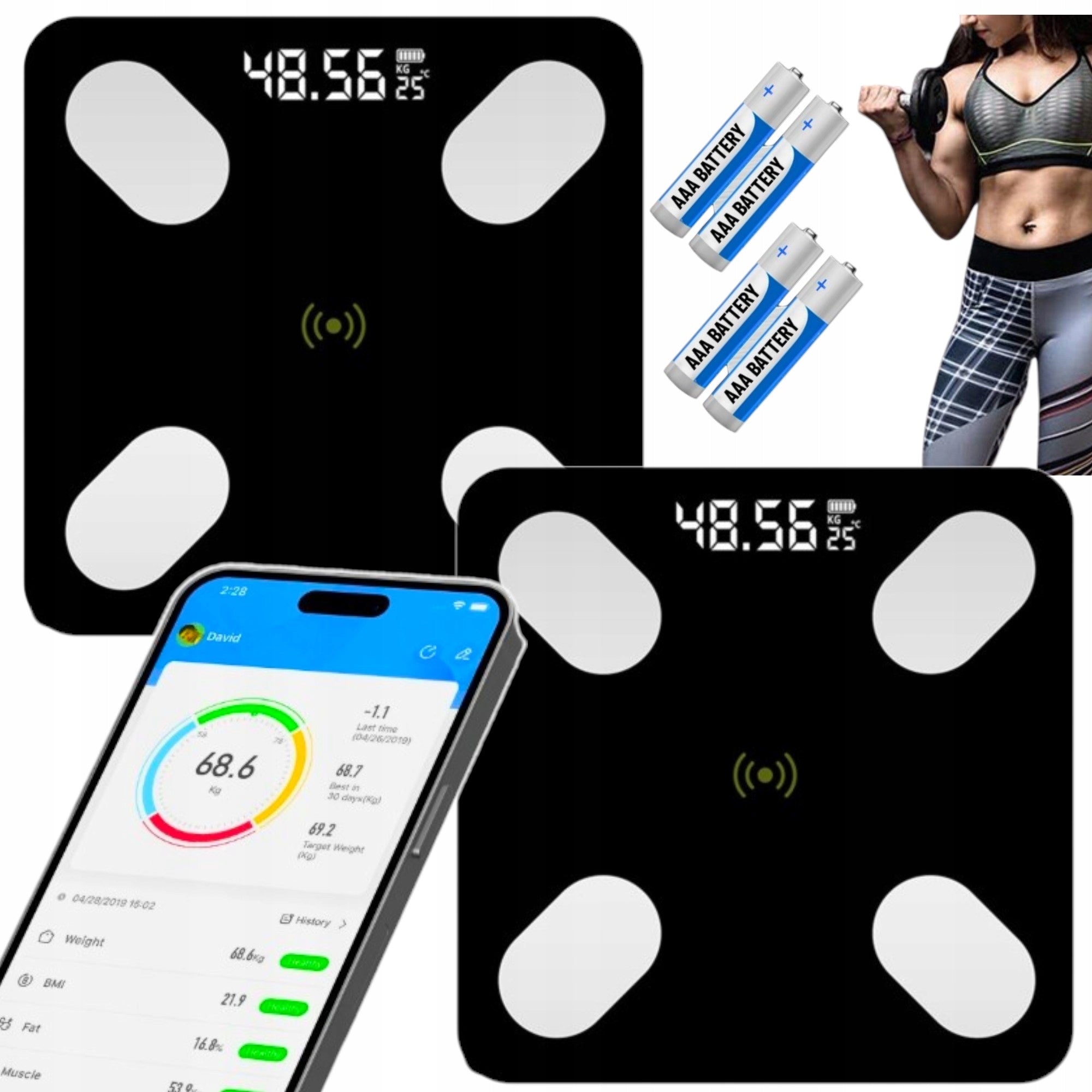 BATHROOM SCALE ANALYTICAL SLIM 180KG SMART+ 17in1 INTELLIGENT PRECISION
