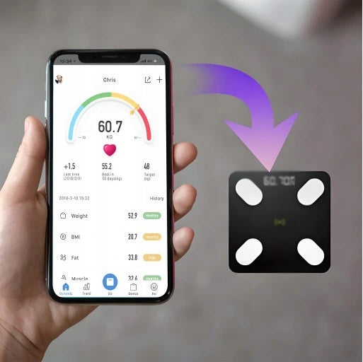 BATHROOM SCALE ANALYTICAL SLIM 180KG SMART+ 31in1 ANDROID iOS PRECISE Manufacturer code WAGA ŁAZIENKOWA ANALITYCZNA DO 180KG
