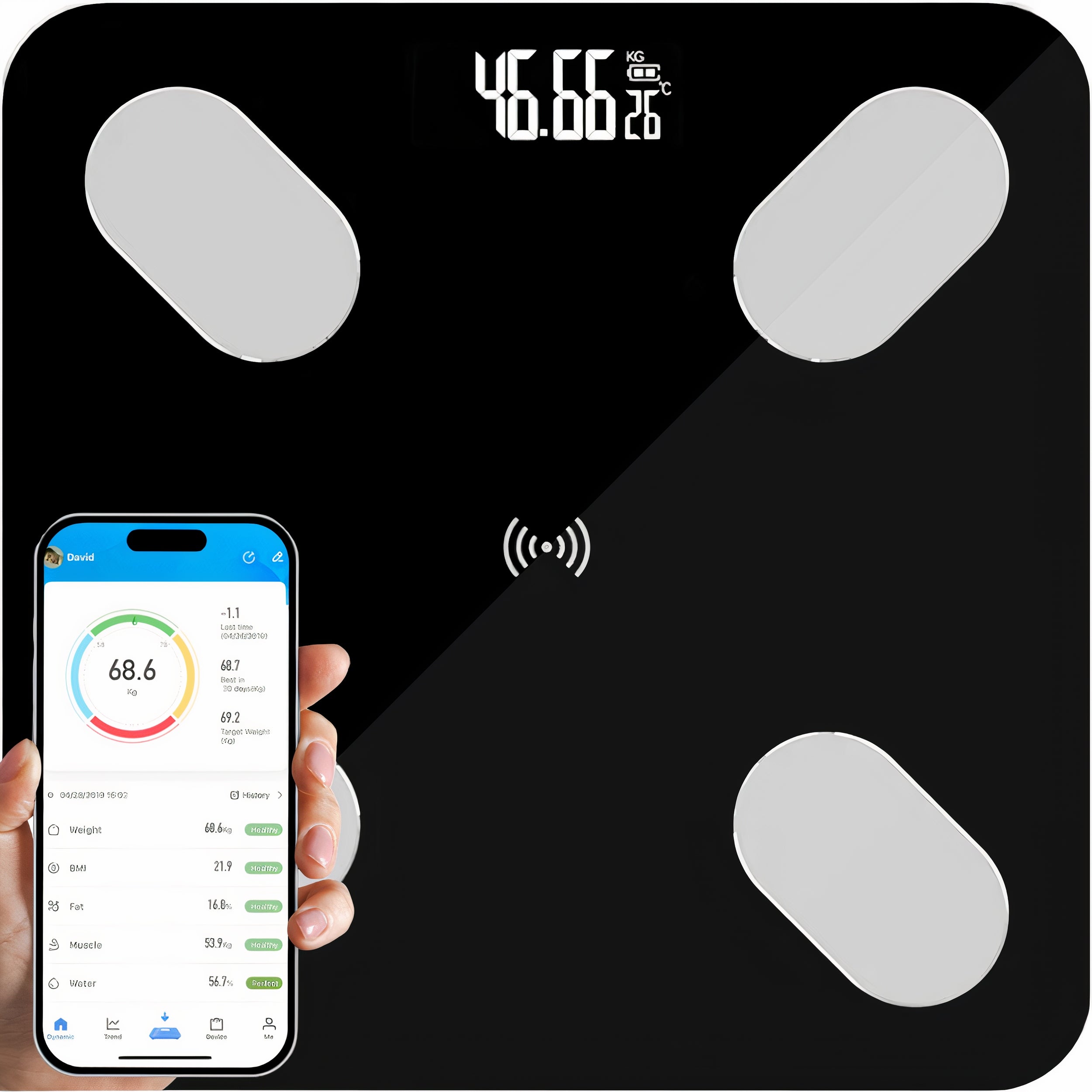 BATHROOM SCALE ANALYTICAL SLIM 180KG SMART+ 31in1 ANDROID iOS PRECISE