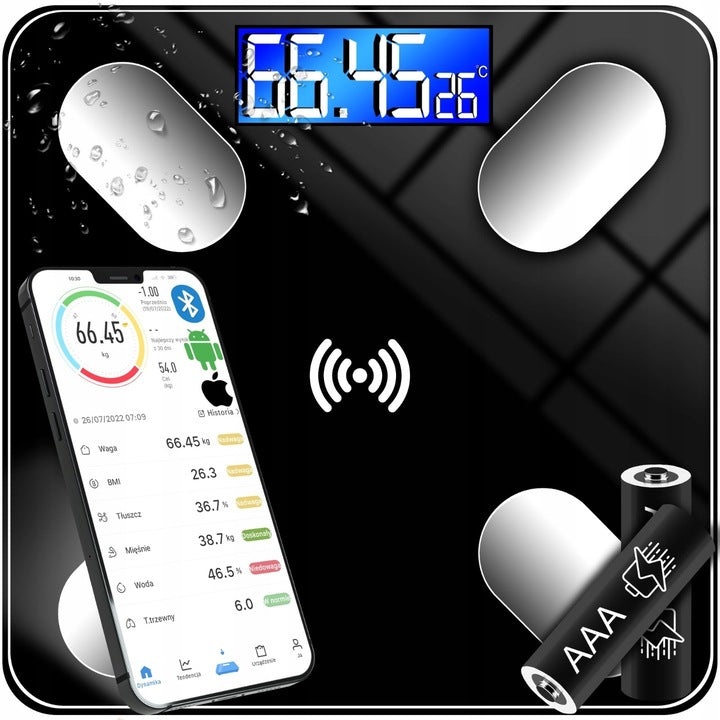 BATHROOM SCALE ANALYTICAL SLIM 180KG SMART+ 31in1 ANDROID iOS PRECISE