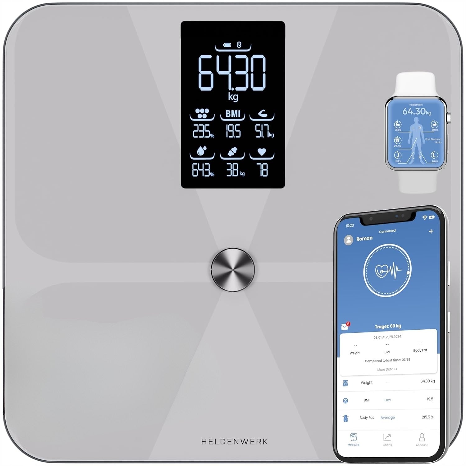 BATHROOM SCALE ANALYTICAL SLIM 180KG SMART ELECTRONI WATER FAT MEASUREMENT