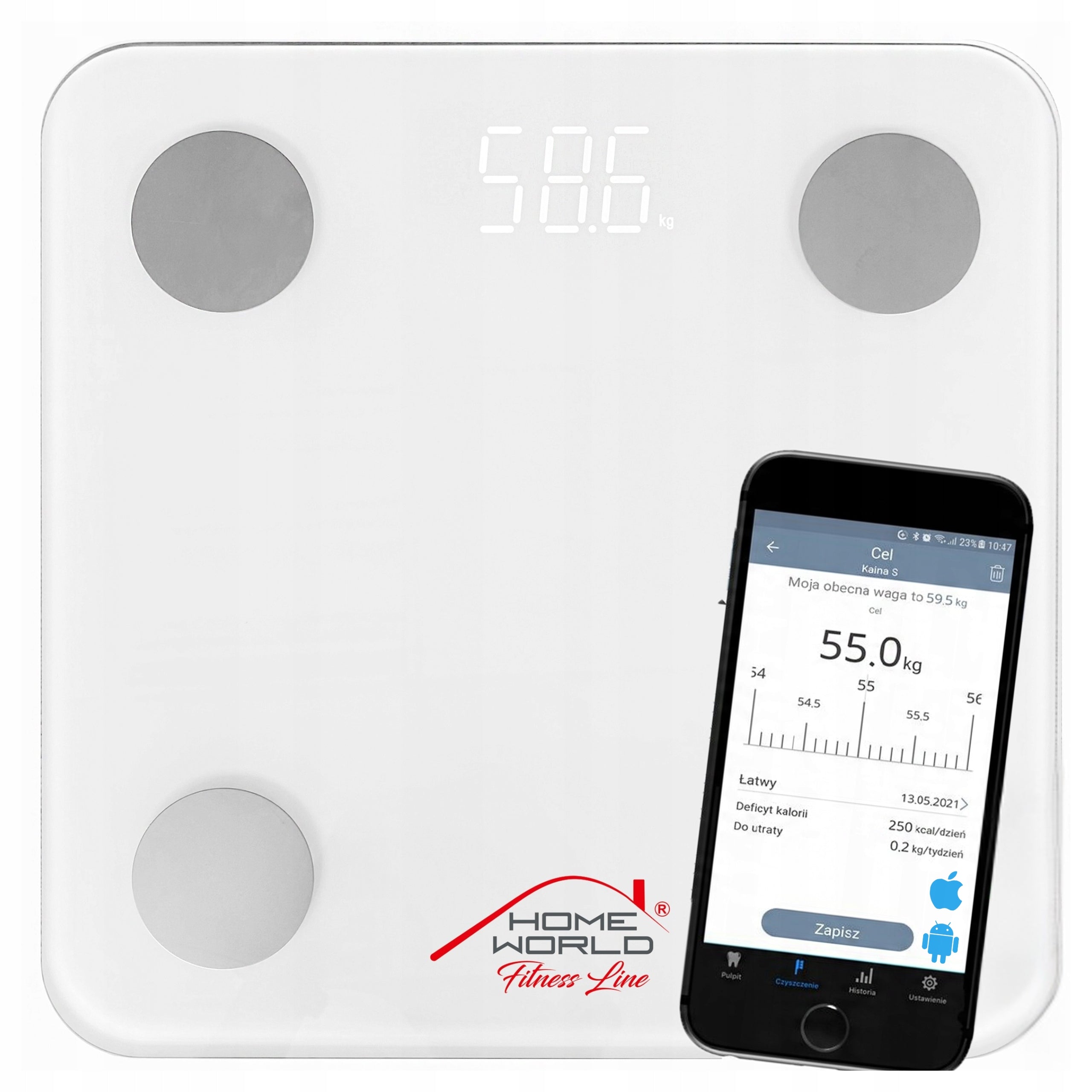 BATHROOM SCALE Analytical Precision SMART application 12in1 180kg HW-FIT004