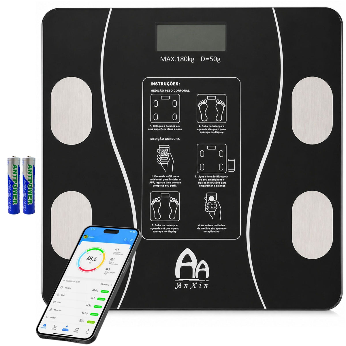 BATHROOM SCALE ELECTRONIC ANALYTICAL APPLICATION BMI SMART GLASS