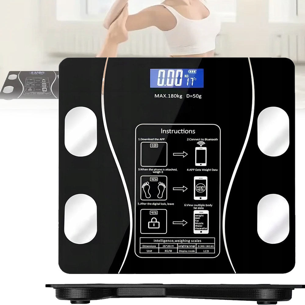 BATHROOM SCALE ELECTRONIC ANALYTICAL APPLICATION SMART BMI 180kg GLASS