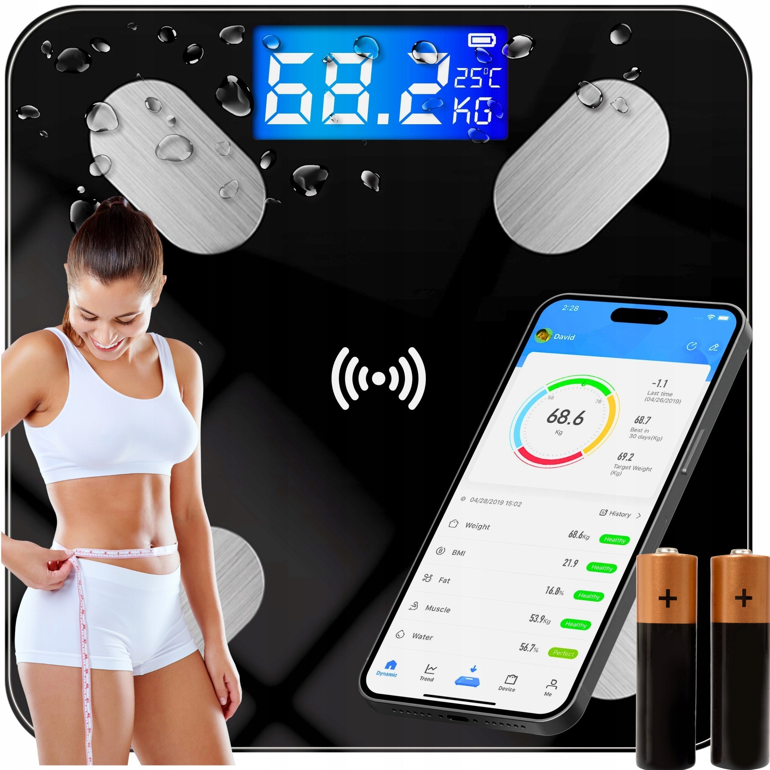 BATHROOM SCALE ELECTRONIC ANALYTICAL SMART+ BMI 180 KG MONTESSA