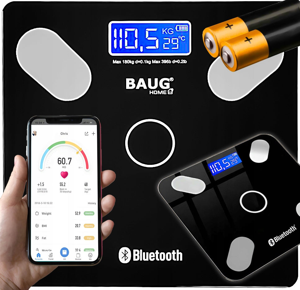 BATHROOM SCALE ELECTRONIC ANALYTICAL WATER FAT MEASUREMENT BMI 180 KG