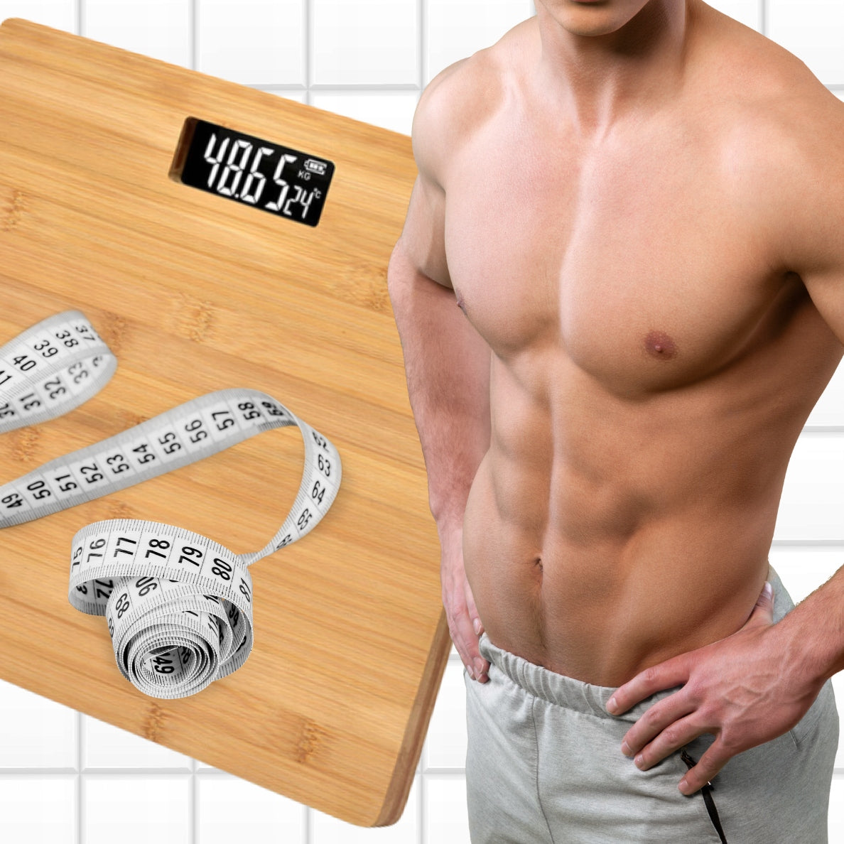 BATHROOM SCALE ELECTRONIC BAMBOO DISPLAY LCD ANTI-SLIP 180 KG Brand no brand