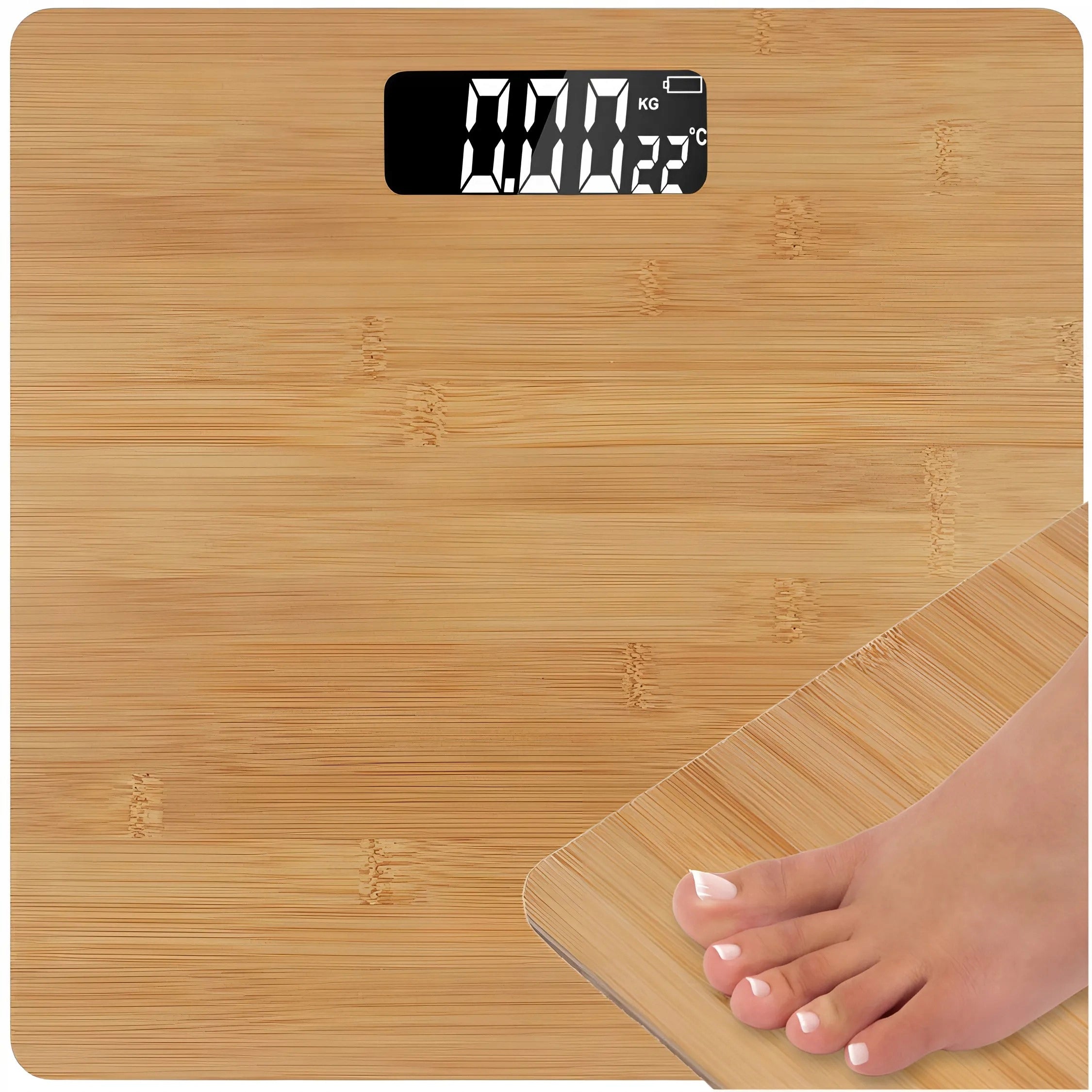 BATHROOM SCALE ELECTRONIC BAMBOO DISPLAY LCD ANTI-SLIP 180 KG