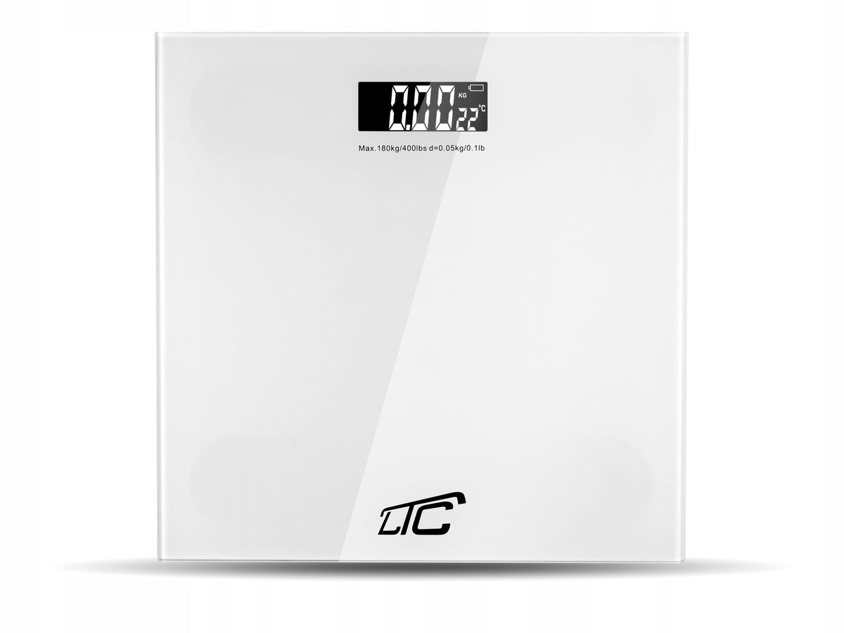 BATHROOM SCALE ELECTRONIC GLASS 180KG LCD THERMOMETER PRECISION WHITE