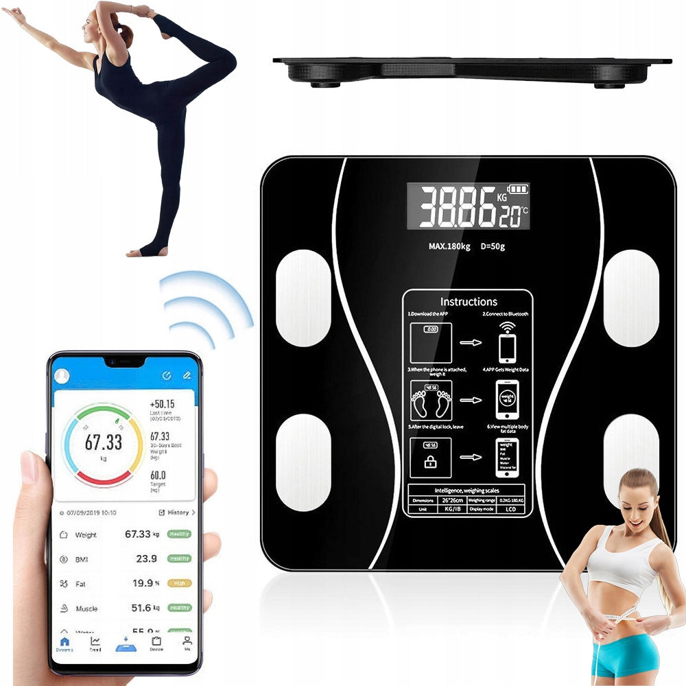 BATHROOM SCALE ELECTRONIC MEASUREMENT OF WATER FAT BONE SENSORS SMART