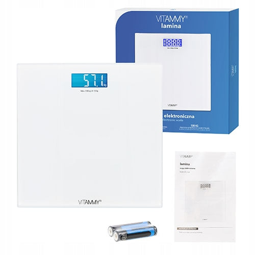 BATHROOM SCALE ELECTRONIC SLIM WHITE PRECISION GLASS VITAMMY LAMIN