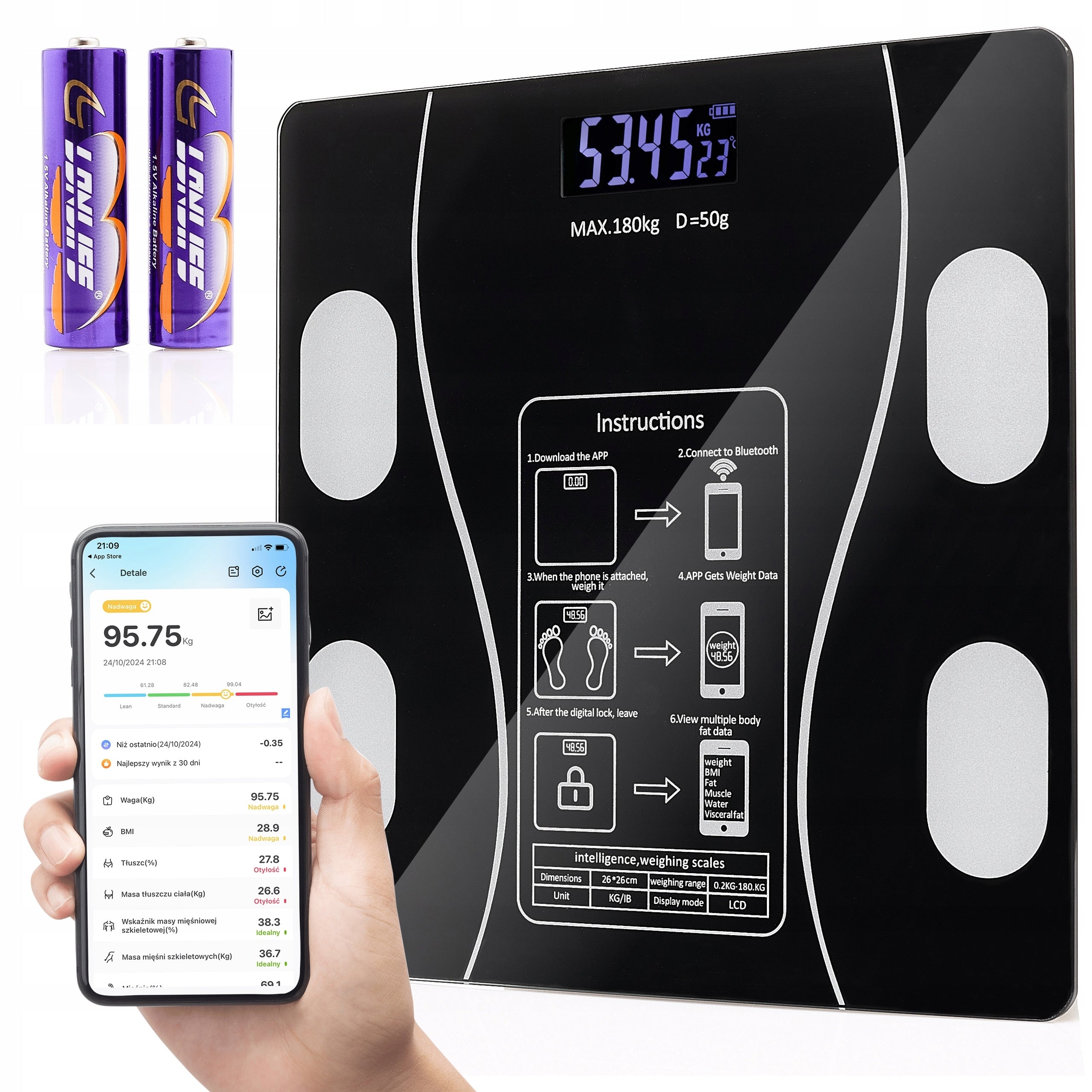 BATHROOM SCALE Electronic Analytical Bluetooth Glass Accurate BMI