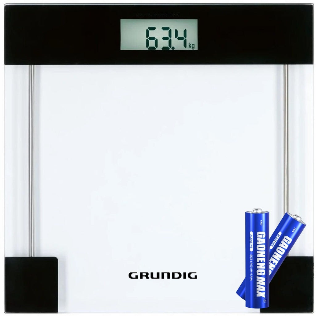 BATHROOM SCALE Electronic LCD glass up to 180kg Grundig + 2x AAA batteries