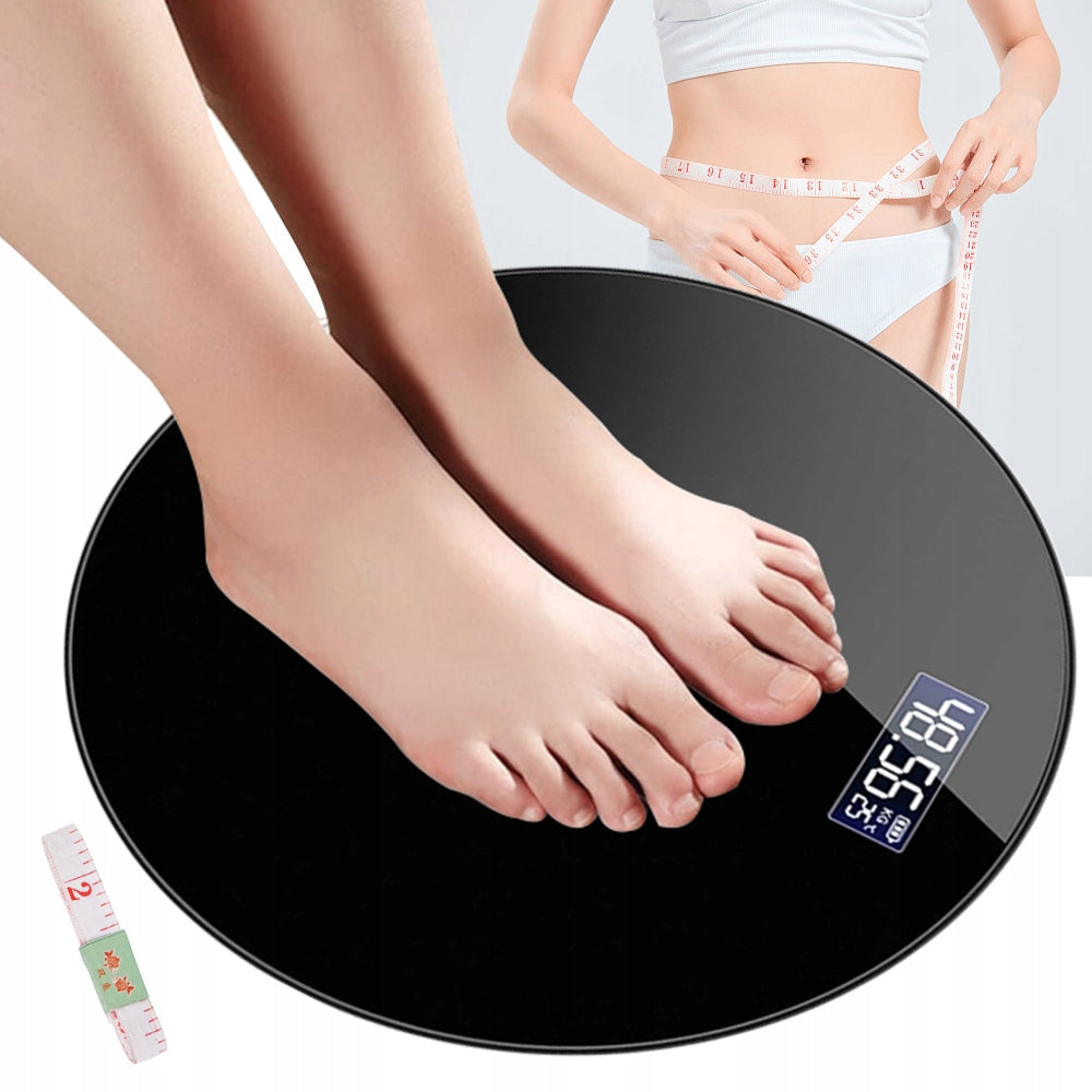 BATHROOM SCALE FOR BODY WEIGHT 180KG COMPACT DESIGN ROUND BLACK Brand Bedee