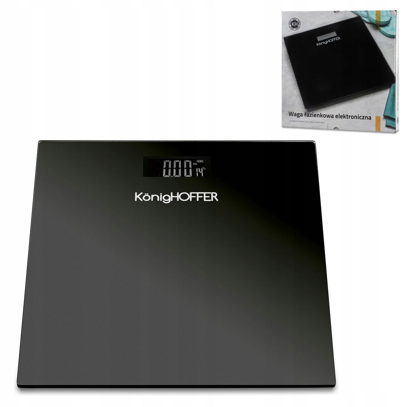 BATHROOM SCALE GLASS EXACT SCALE SLIM GLASS PRECISION SCREEN 180kg Brand Konighoffer
