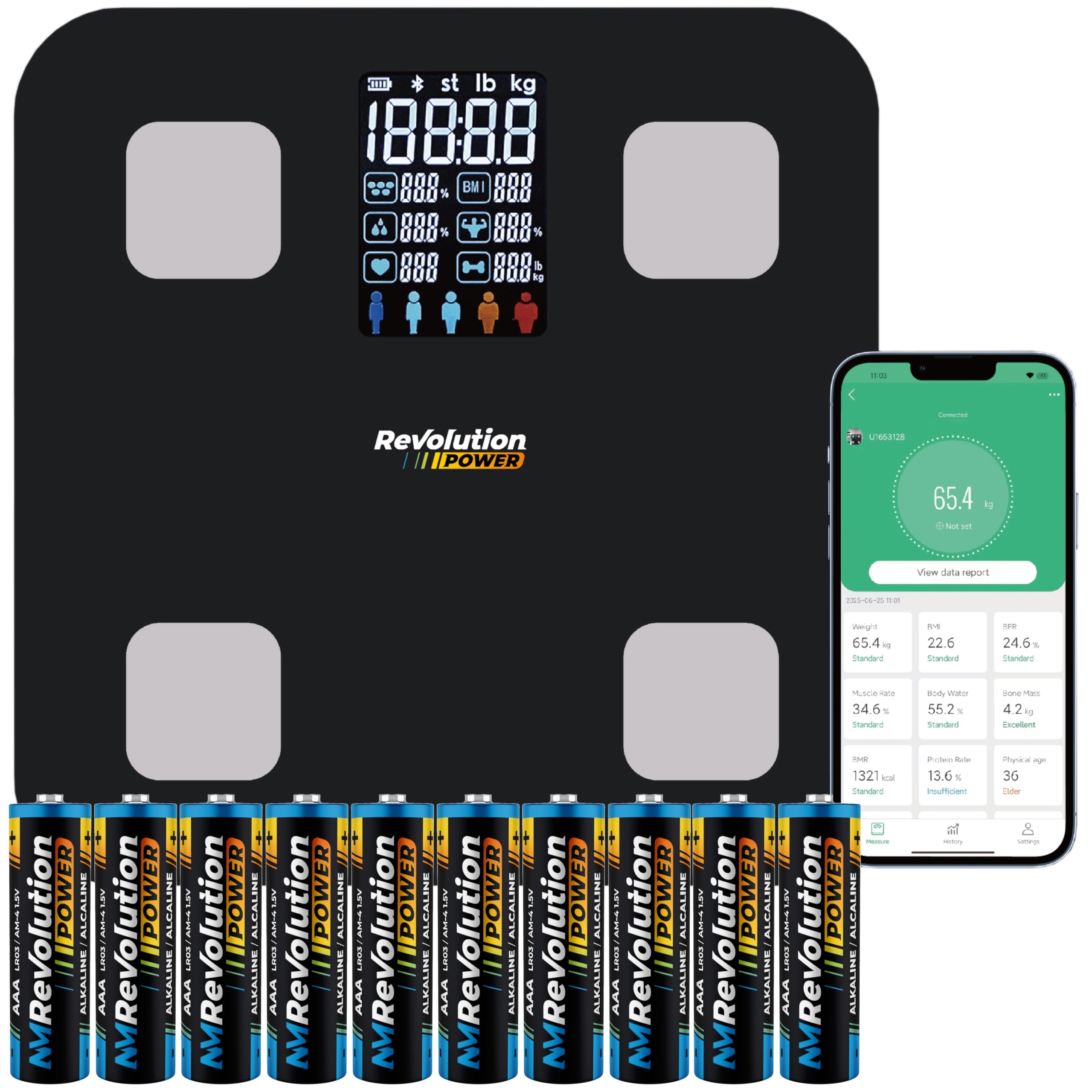 BATHROOM SCALE GLASS PRECISION ANALYTICAL SPORTS + 10x AAA BATTERY