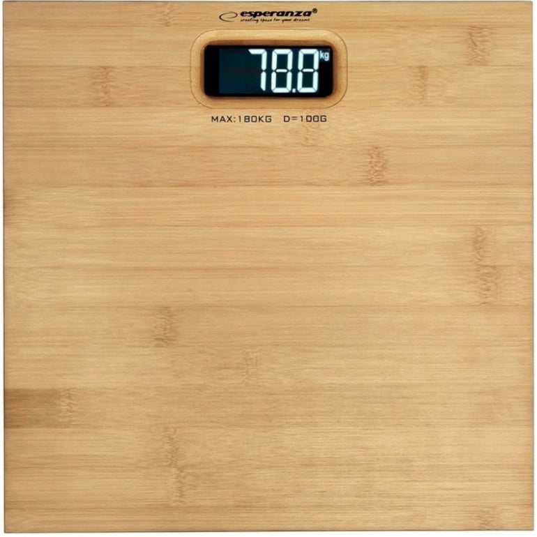BATHROOM SCALE LED Natural Bamboo SLIM 180kg