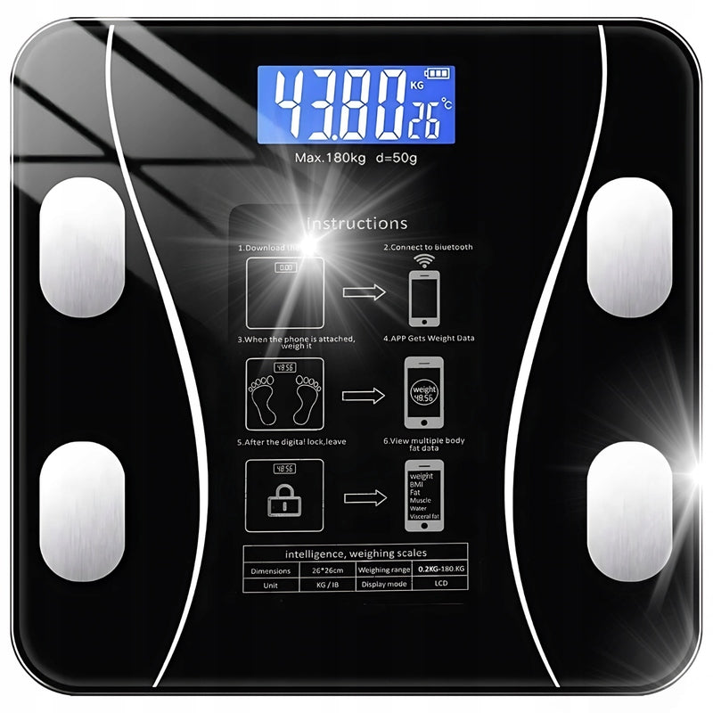 BATHROOM SCALE PRECISE ANALYTICAL ULTRA SLIM 180KG 25in1 ANDROID iOS