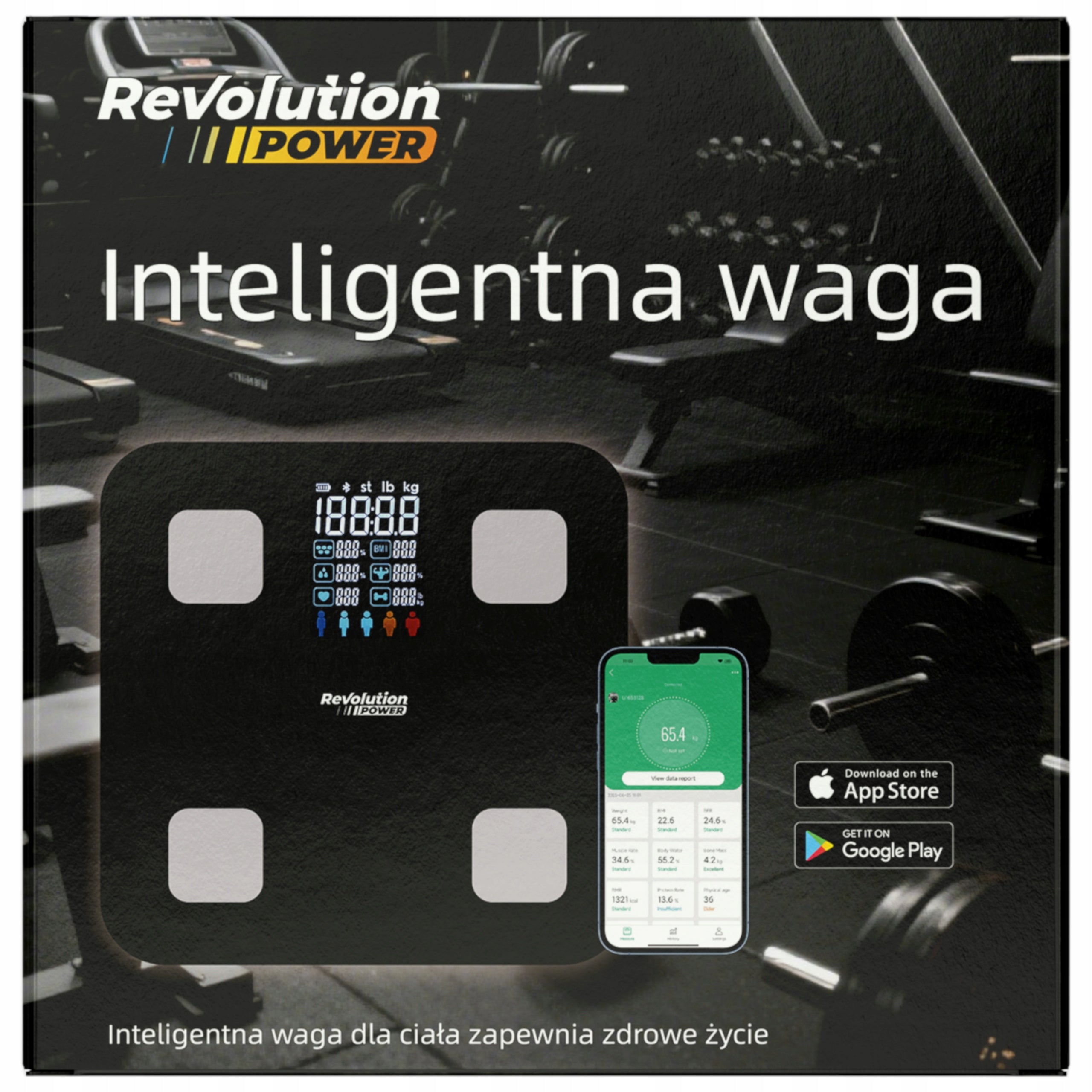 BATHROOM SCALE REVOLUTION GLASS LCD PRECISION ANALYTICAL SPORTS Manufacturer code Waga Łazienkowa NM-565 Kompaktowa Slim
