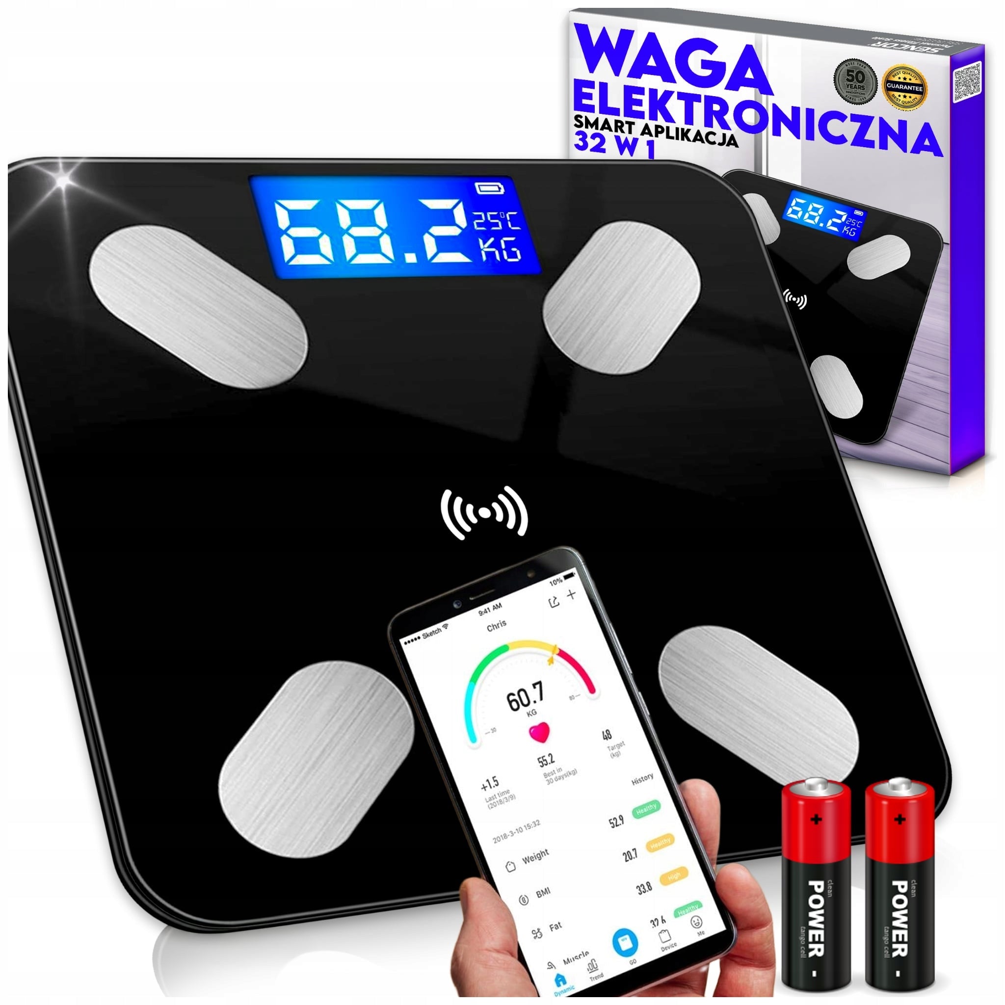 BATHROOM SCALE SLIM ANALYTICAL ELECTRONIC SMART LCD 180KG ios android