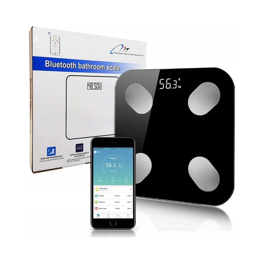 BATHROOM SCALE SMART ANALYTICAL BLUETOOTH GLASS 180 KG