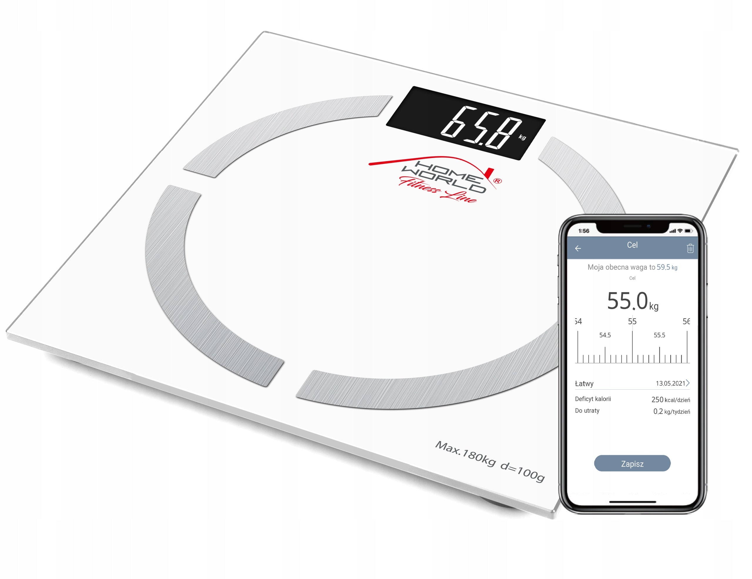BATHROOM SCALE analytical electronic 12in1 APPLICATION in Polish TECH-MED