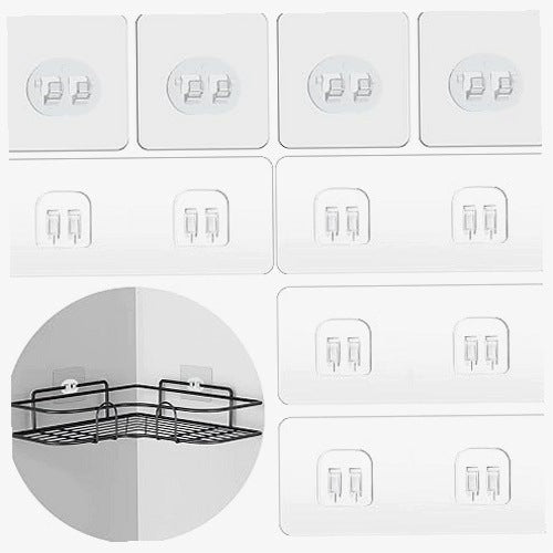 BATHROOM SELF ADHESIVE HOOKS FOR SHOWER WITHOUT DRILLING SET OF 8