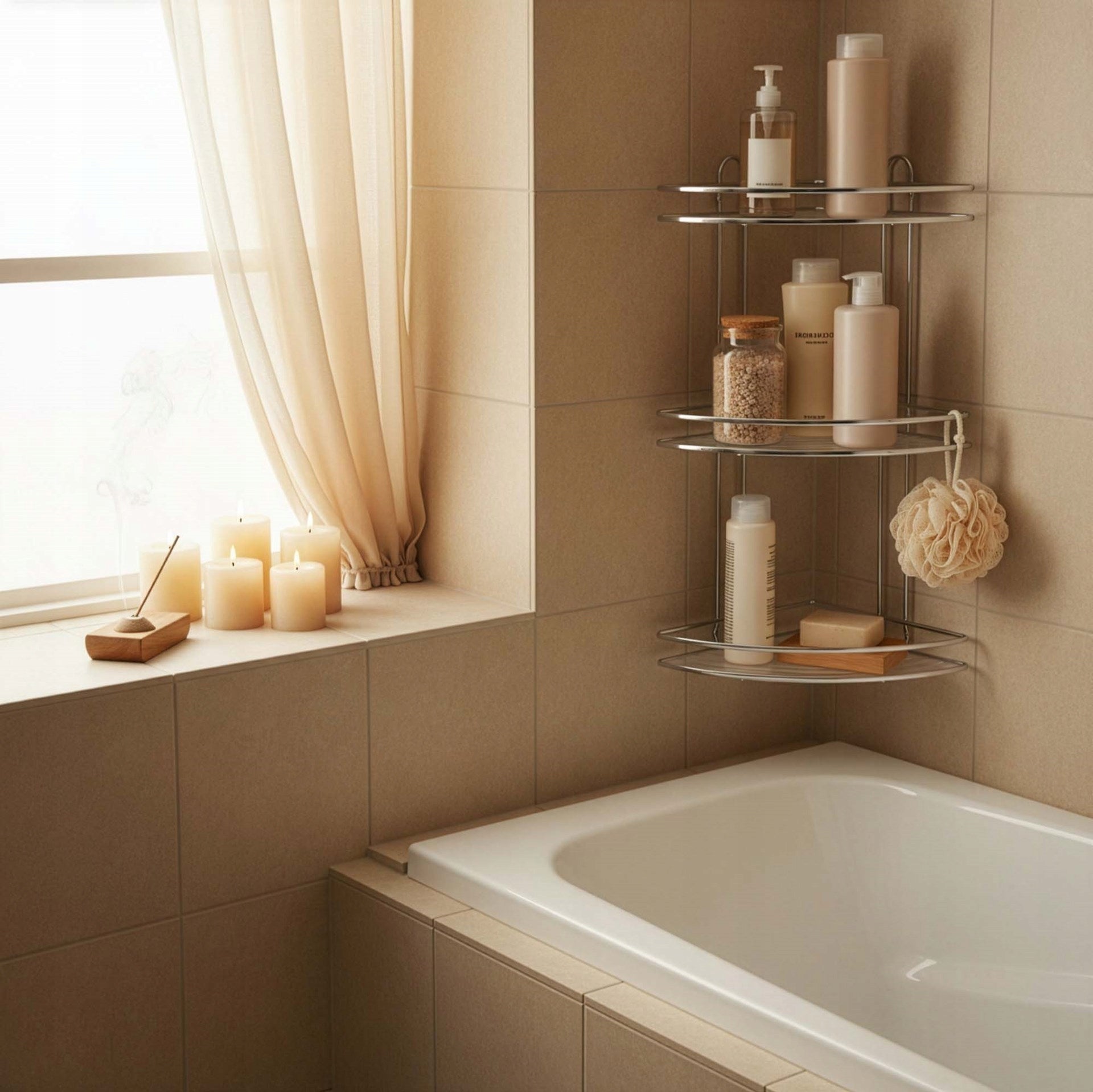 BATHROOM SHELF CORNER SHOWER 58cm HANGING 3 SHELVES CHROME STEEL Manufacturer code HA7542