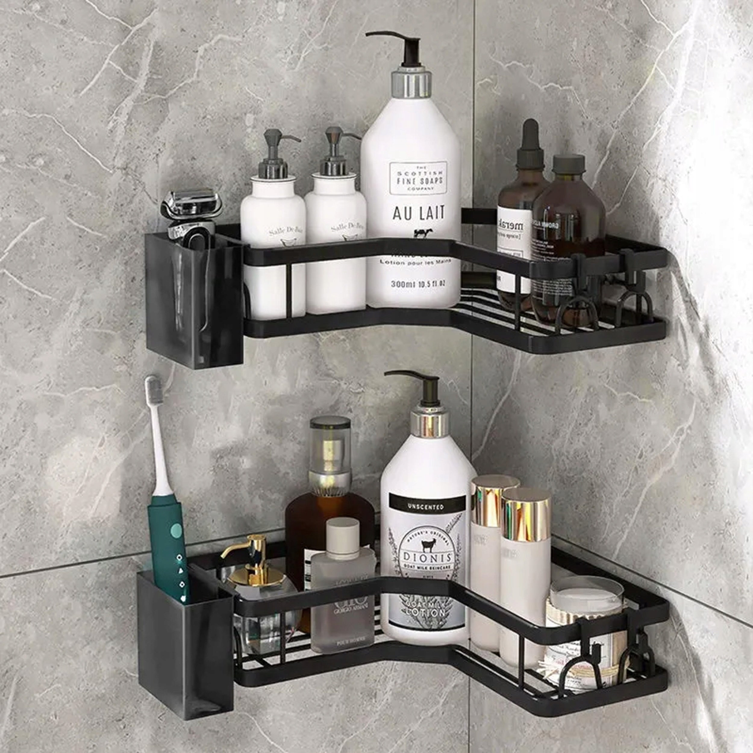 BATHROOM SHELF HANGING CORNER SHOWER SELF-ADHESIVE LOFT 2 PIECES Packaging status original