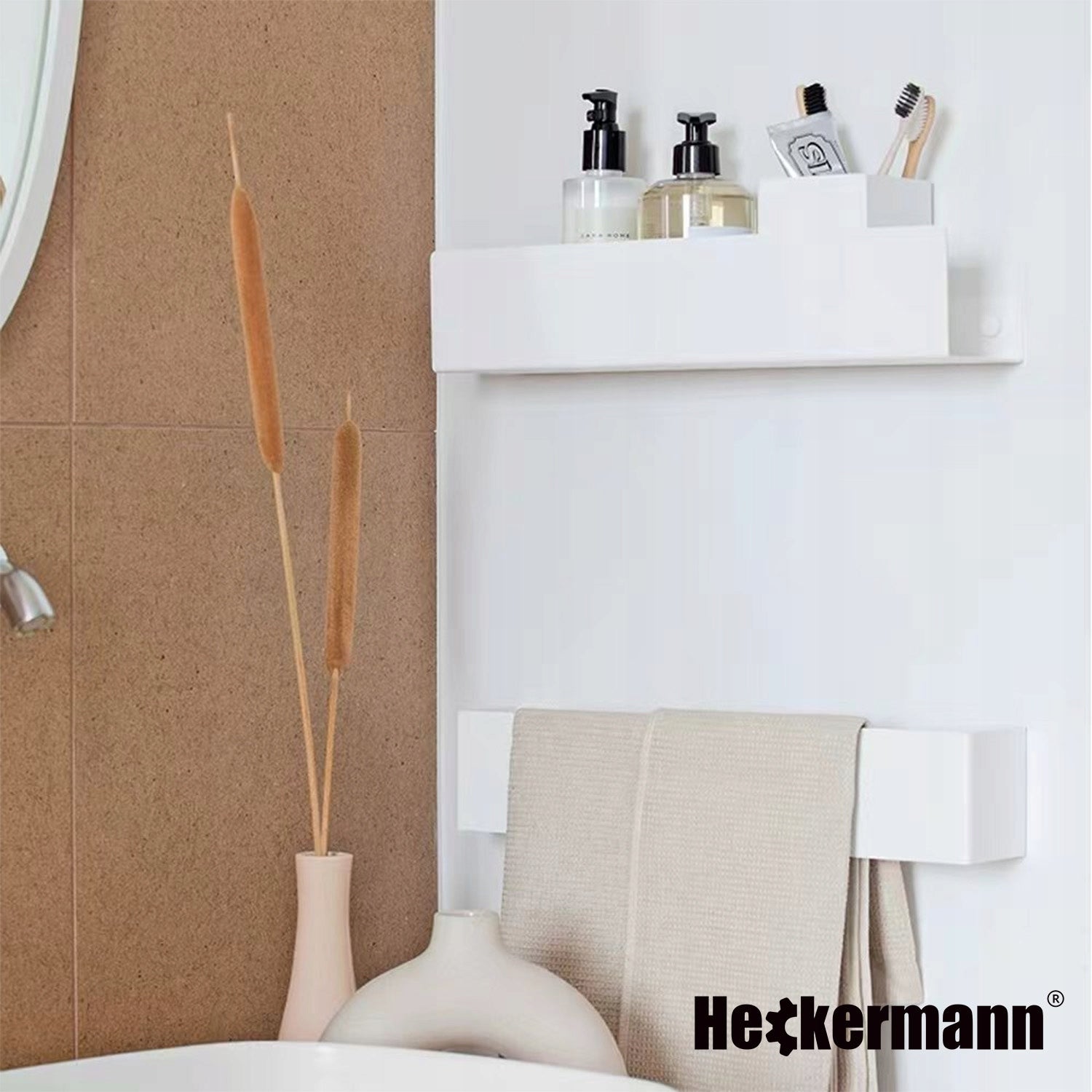 BATHROOM SHELF HANGING LOFT WALL SHOWER BATH METAL 40cm Packaging status original