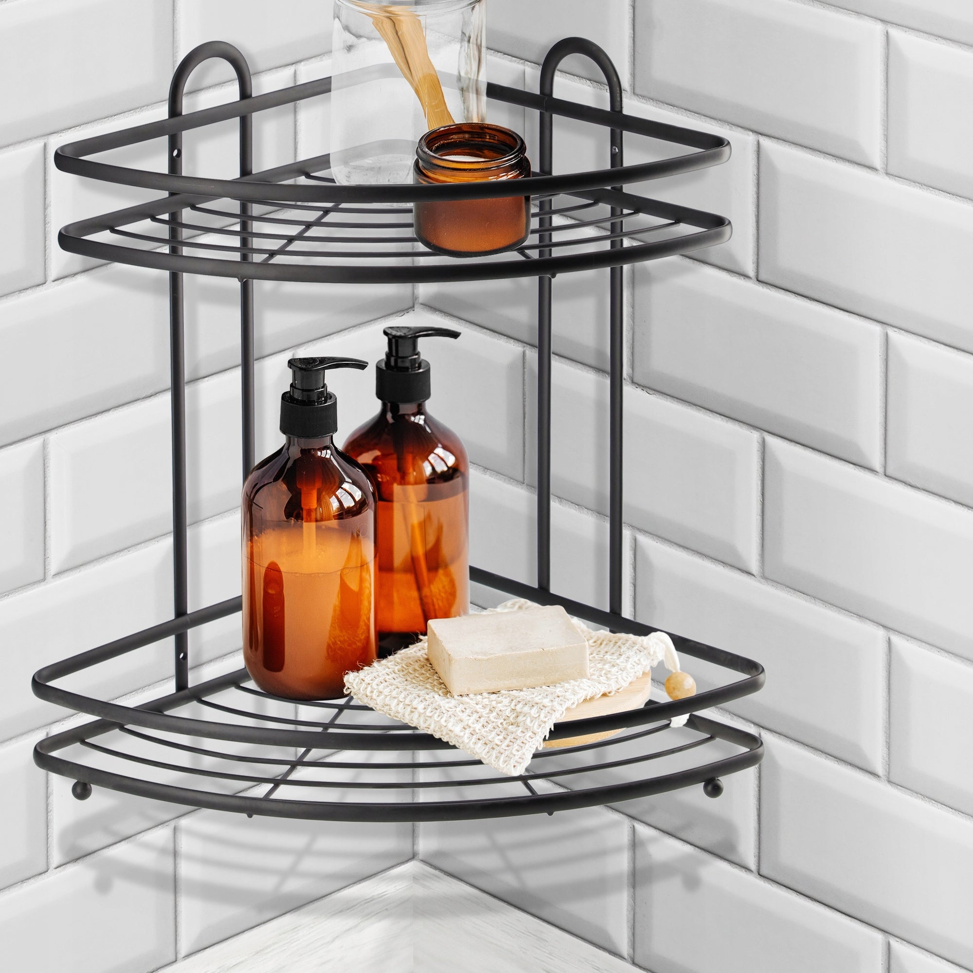 BATHROOM SHOWER SHELF HANGING CORNER BLACK FOR BATHROOM METAL EAN (GTIN) 5903699429037