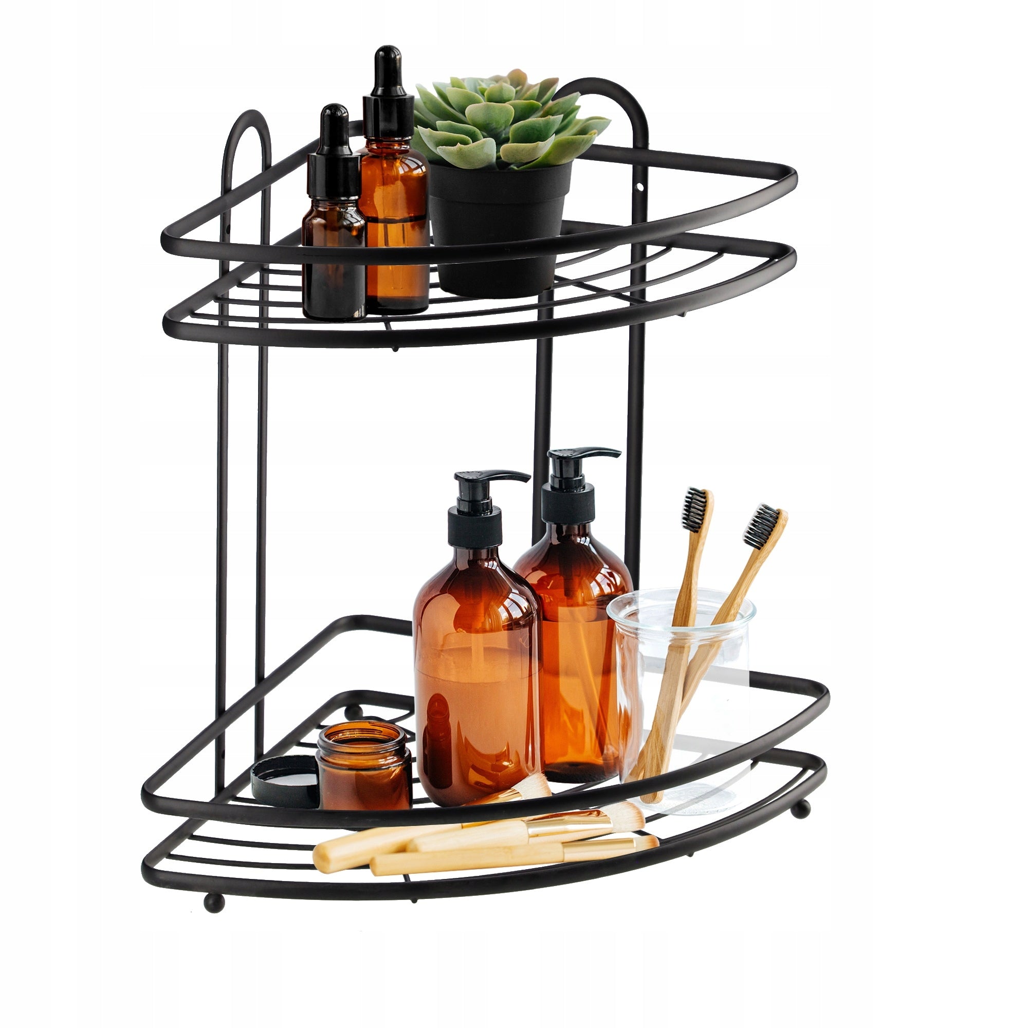 BATHROOM SHOWER SHELF HANGING CORNER BLACK FOR BATHROOM METAL