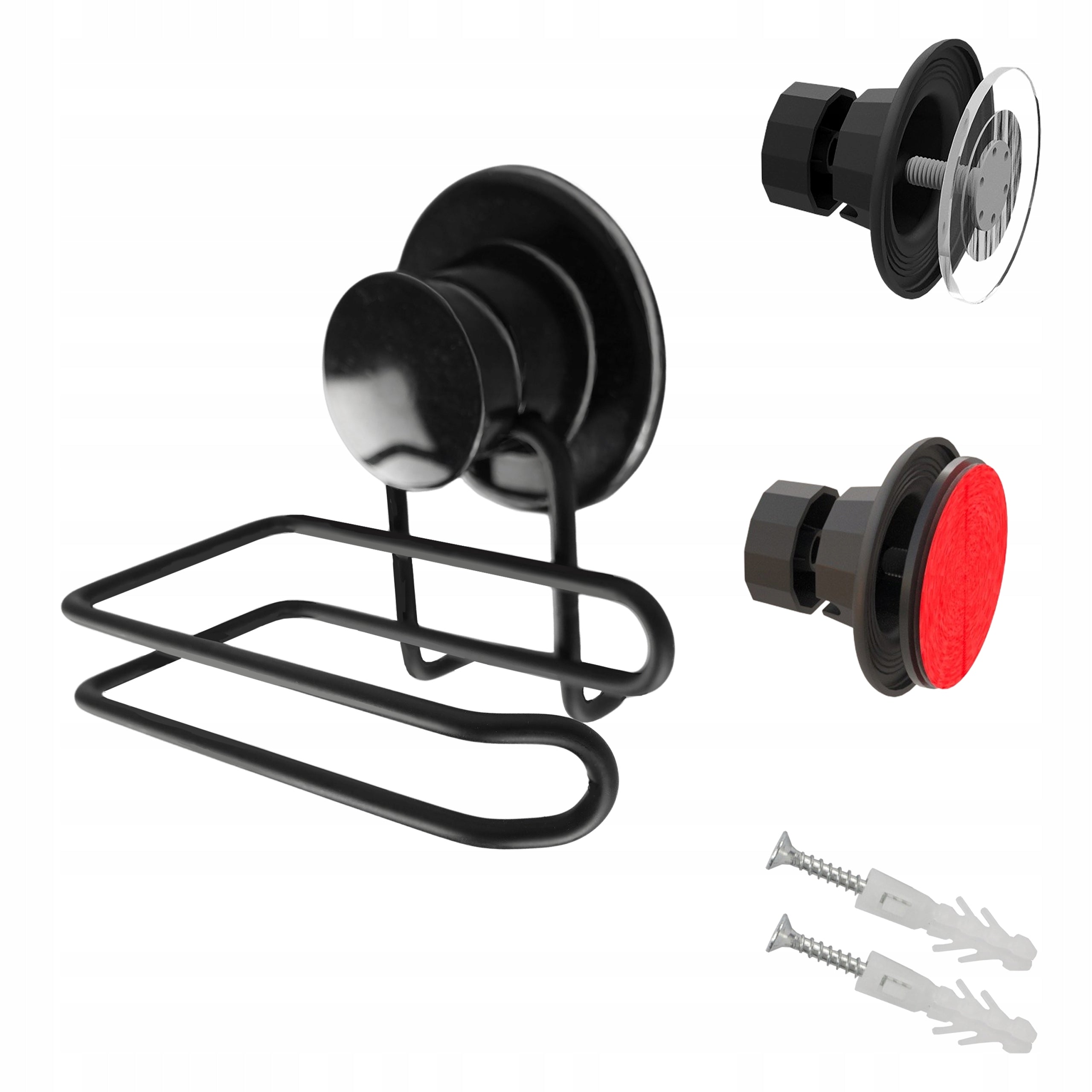 BATHROOM TOILET PAPER HOLDER BLACK WITHOUT DRILLING METAL LOFT Packaging status original