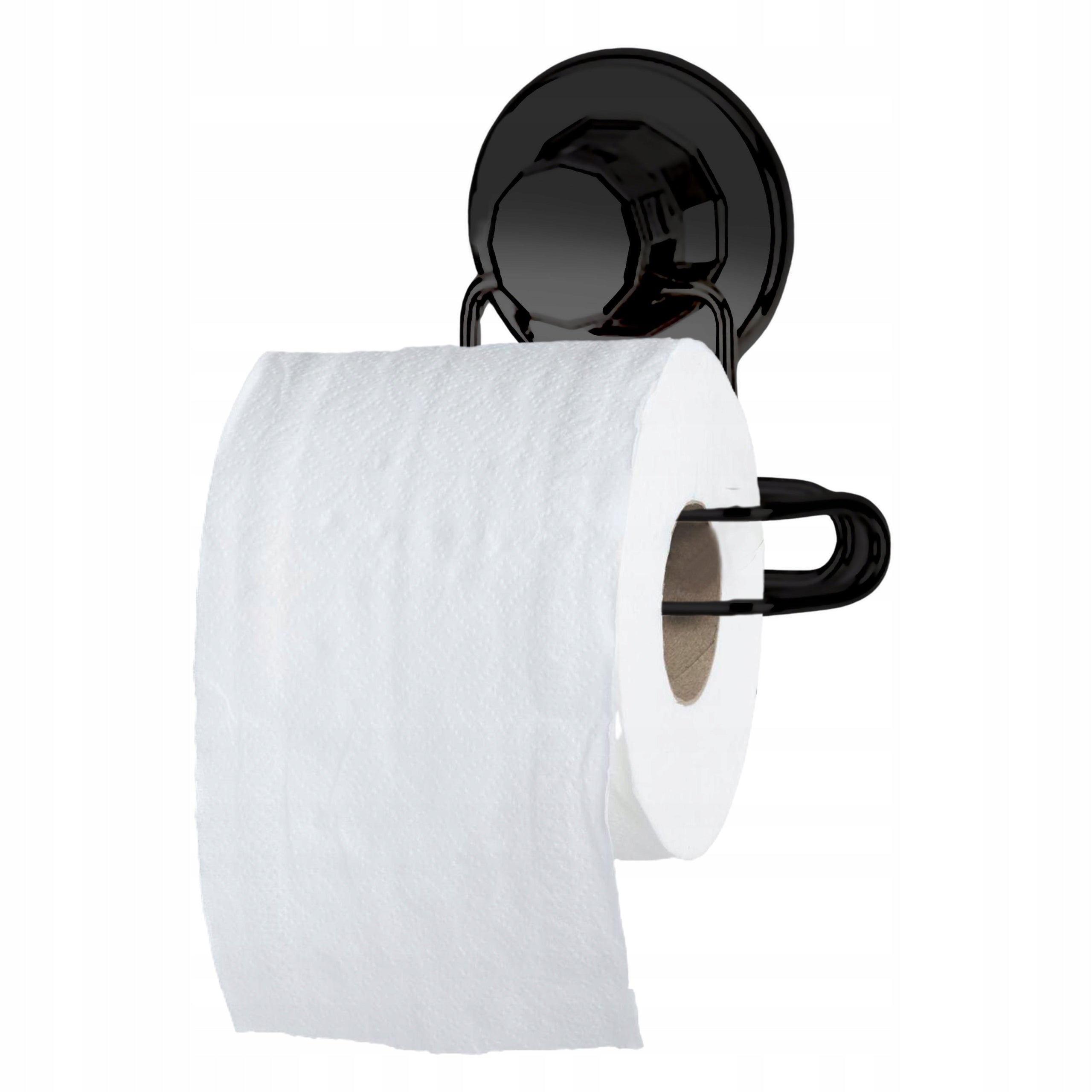 BATHROOM TOILET PAPER HOLDER BLACK WITHOUT DRILLING METAL LOFT