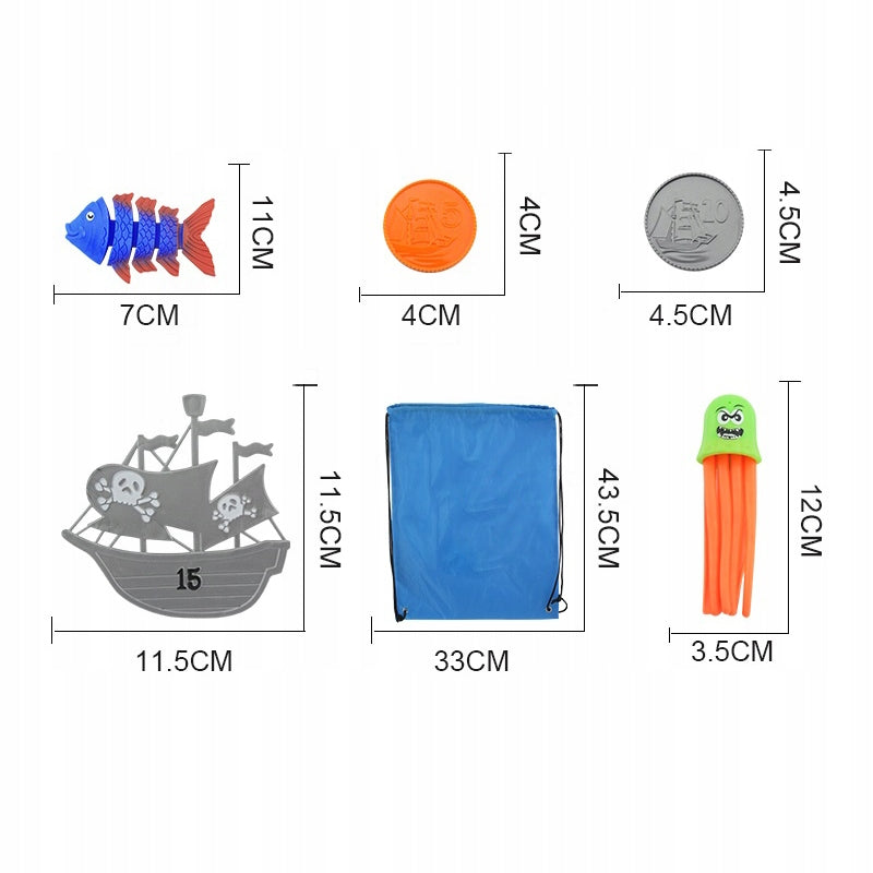 BATHTUB POOL WATER DIVING TOYS SET COLORFUL FISH + XXL BAG Manufacturer code OŚMIORNICZKI NAUKI PŁYWANIA DZIECI RYBKI