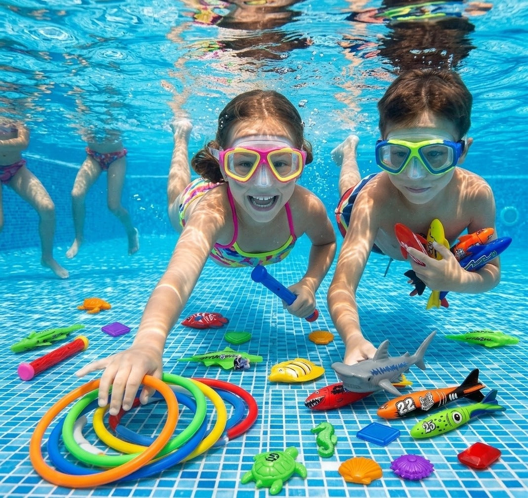 BATHTUB WATER POOL TOYS DIVING SINKS SET OF 20 EL. Packaging status original