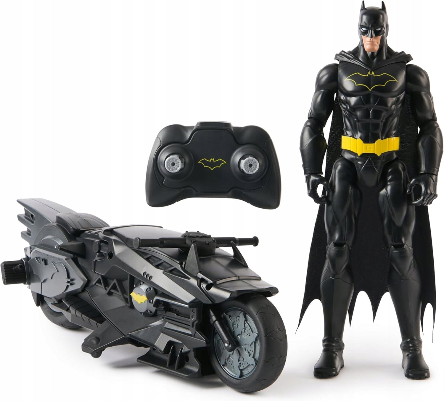 BATMAN FIGURE 30 CM + REMOTE CONTROLLED VEHICLE BATCYCLE RC DC STUDIOS Kind driving