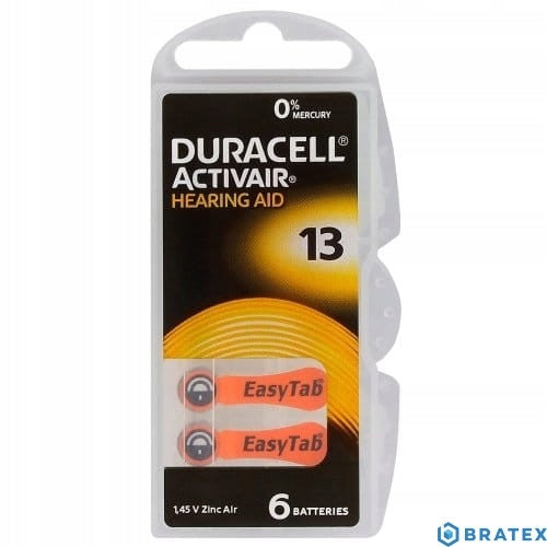 BATTERIES FOR HEARING AIDS DURACELL ACTIVAIR TYPE 13 6 pcs