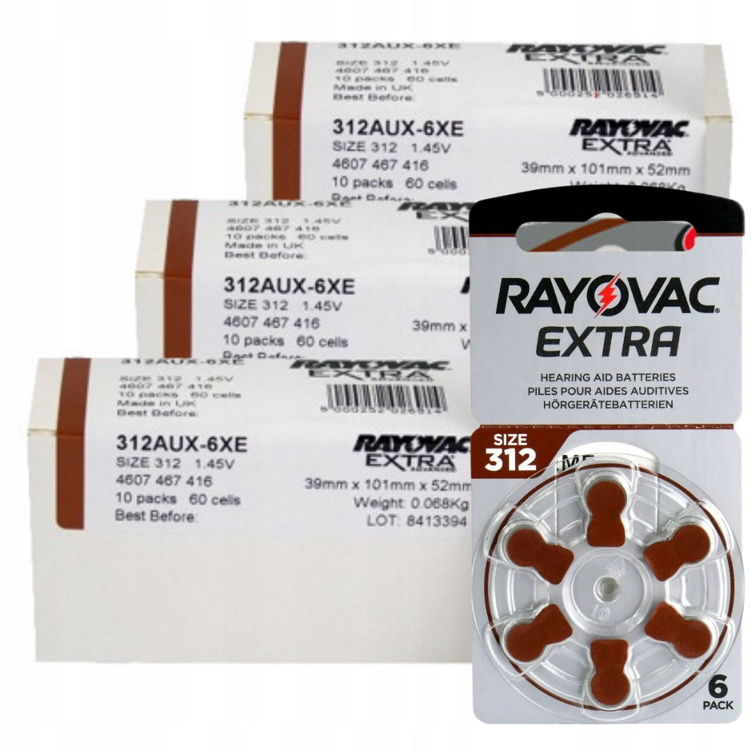 BATTERIES RAYOVAC EXTRA ADVANCED TYPE 312 - 180 pieces